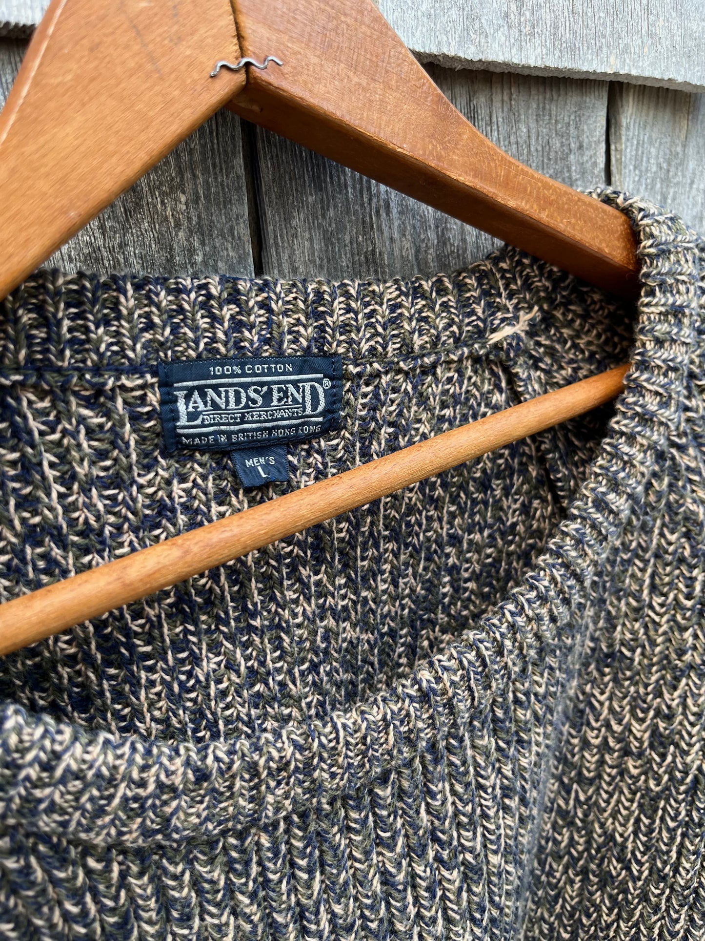 80s Lands’ End Flecked Cotton Knit Sweater (XL)