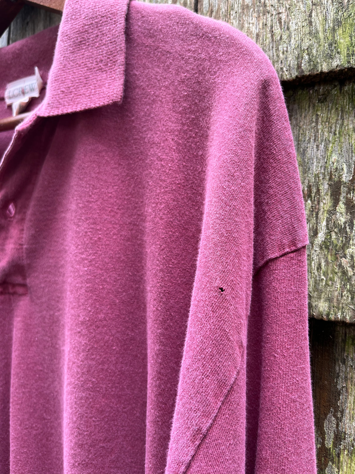 90s J.Crew Garment Dye Cotton Long Sleeve Polo Shirt (L)