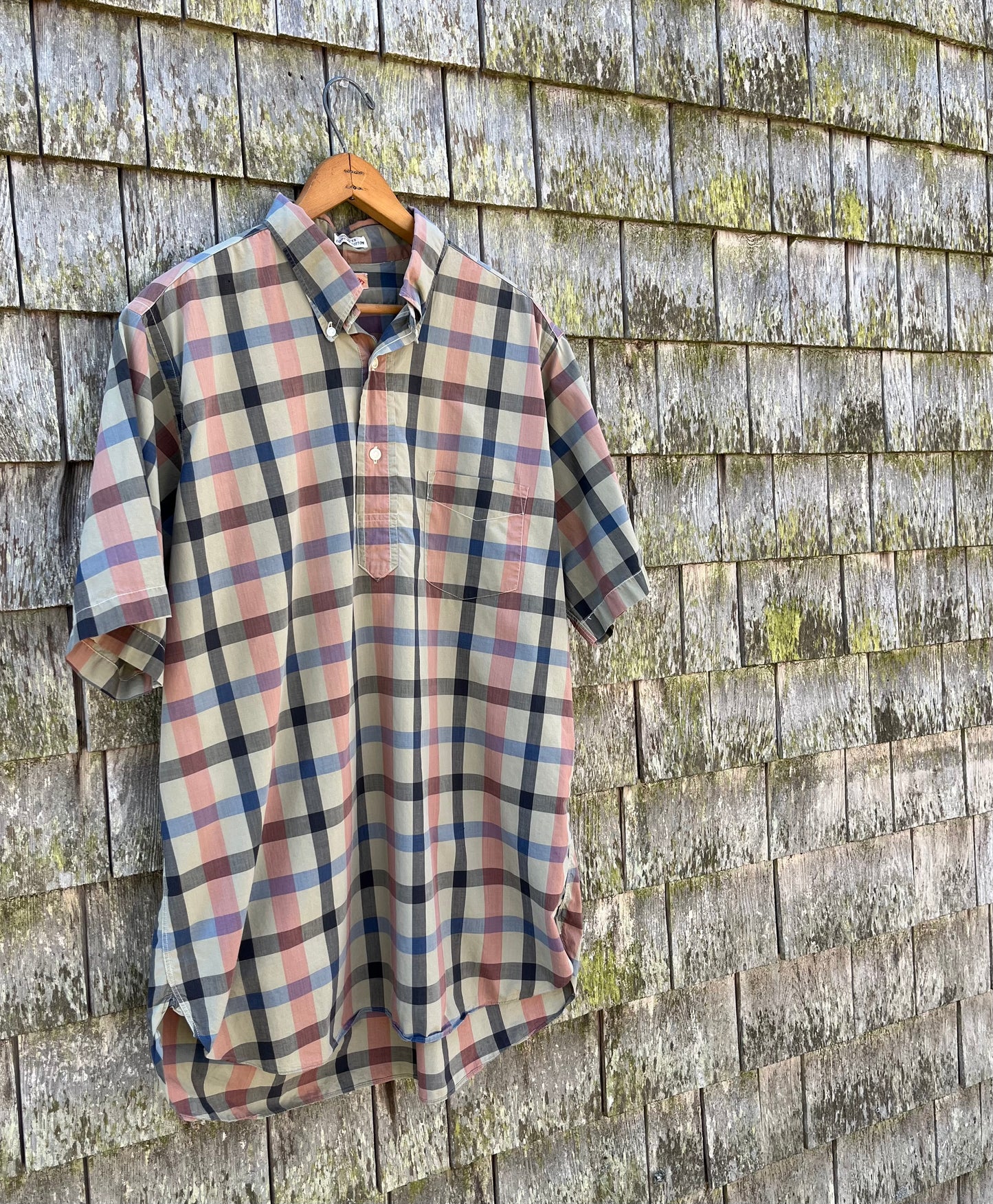 70s The Sail Loft Chatham Short Sleeve Cotton Broadcloth Popover BD Shirt (L/XL)