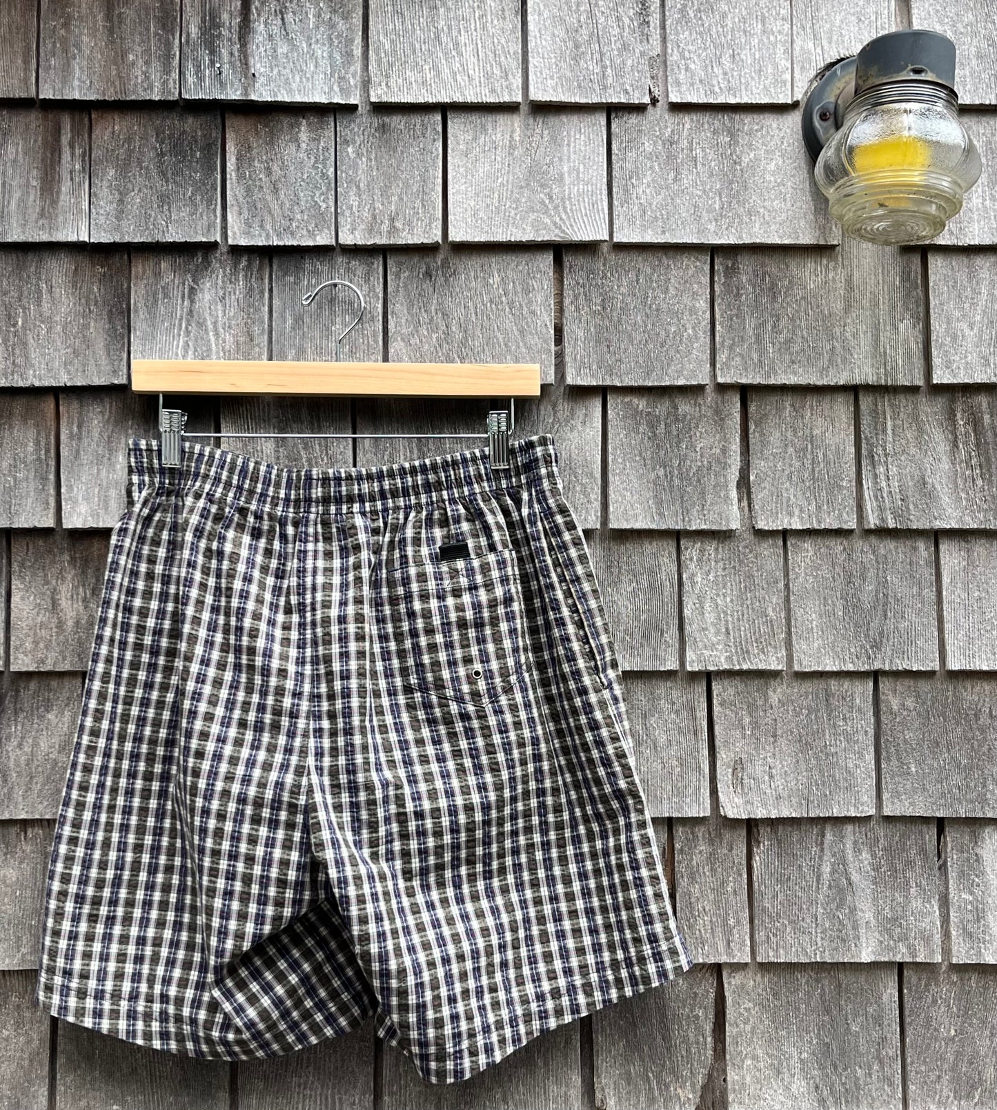 90s Polo Sport Seersucker Tartan Check Swim Trunks (L)