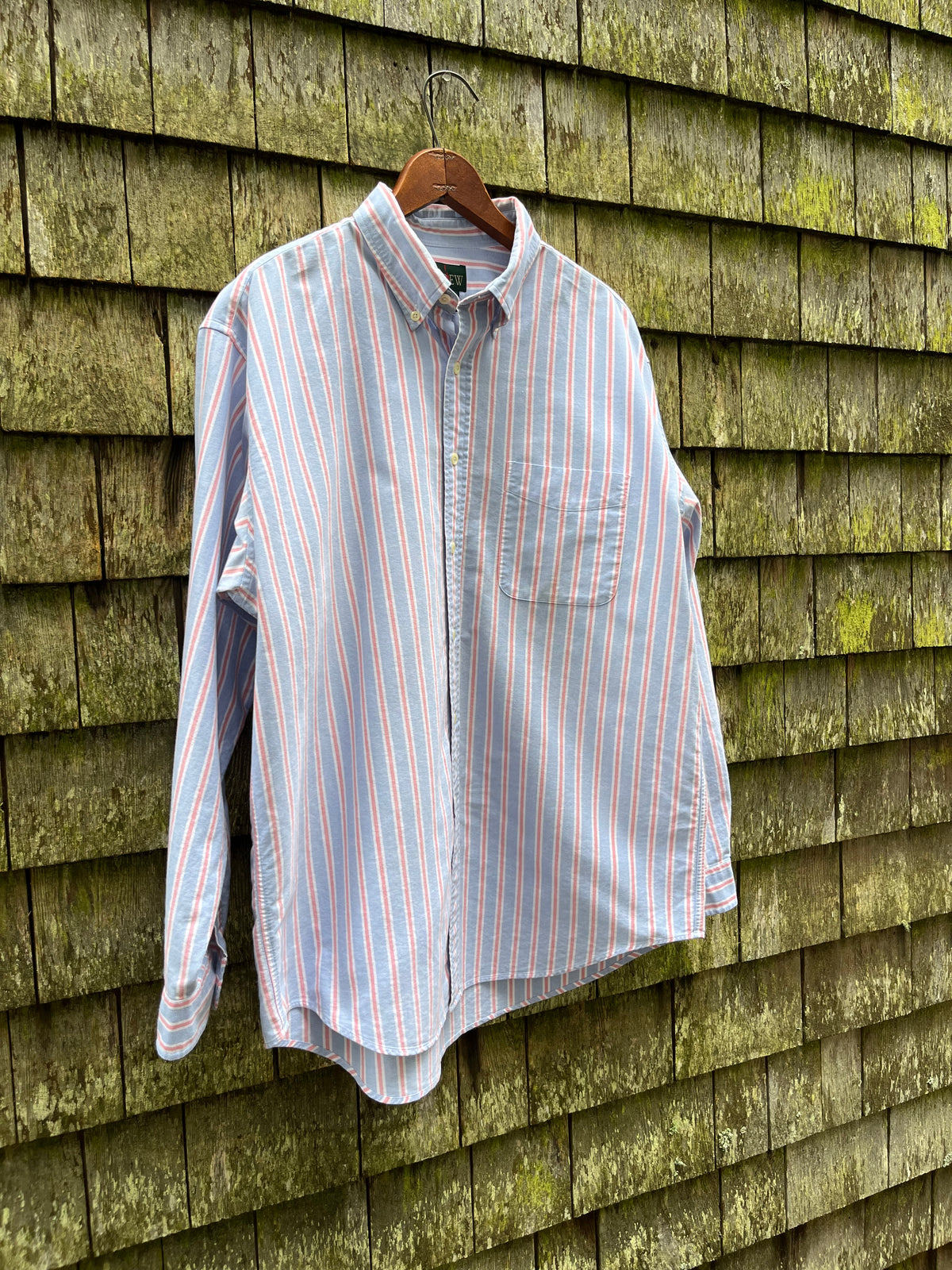 90s J.Crew Candy Stripe Cotton Oxford Cloth Button Down Shirt (L)