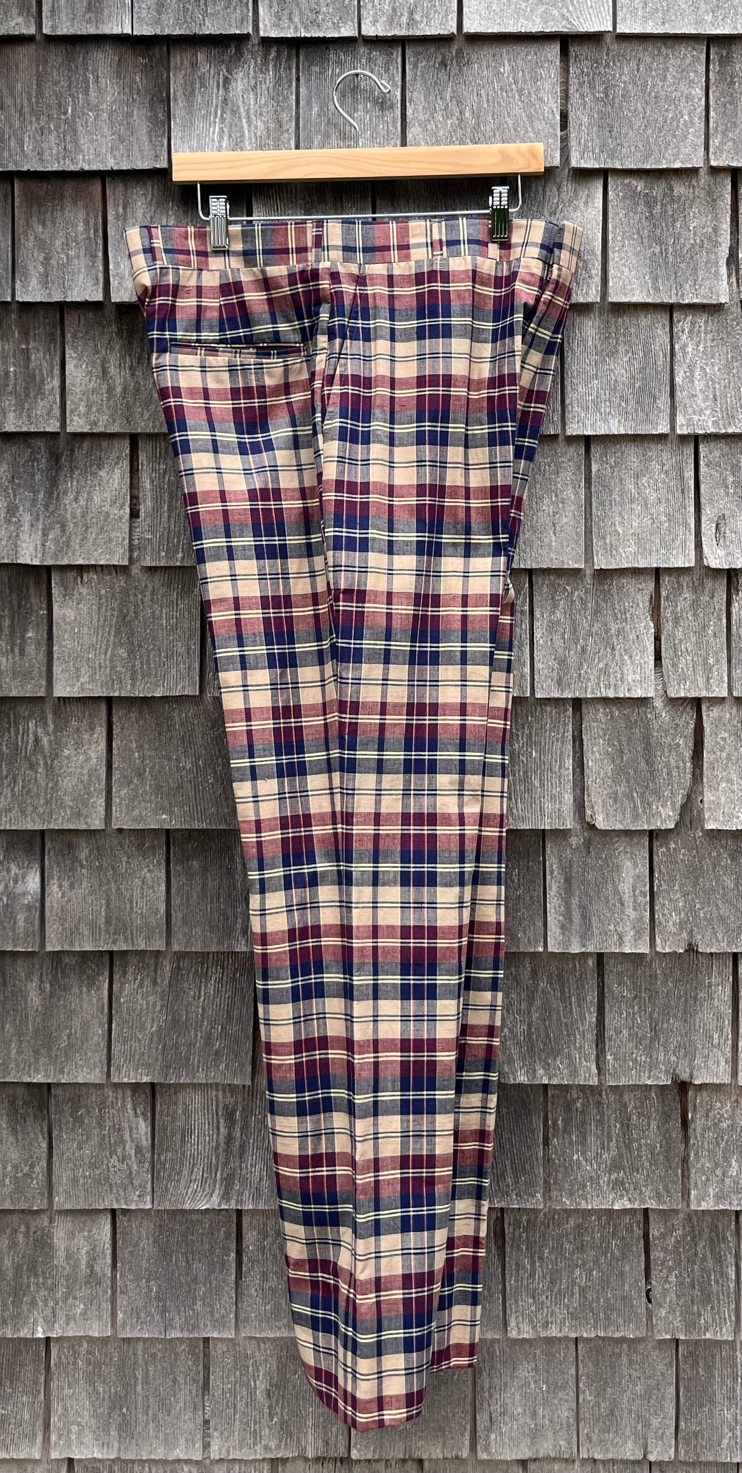 80s Corbin Plaid Madras Trousers (34/32.5”)