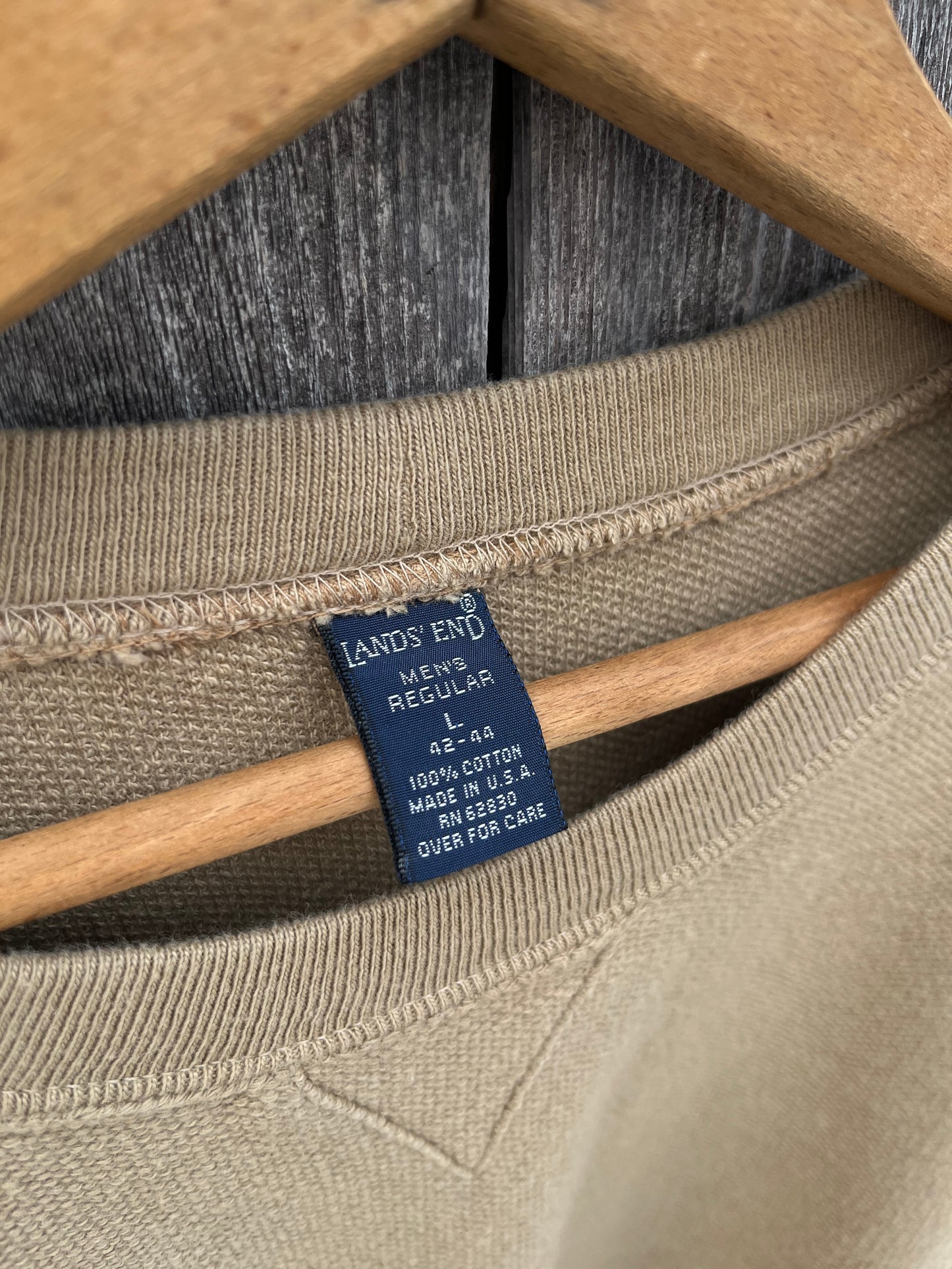 90s Lands’ End ‘Cobble Cloth’ Pique Cotton Crewneck Sweatshirt (L/XL)