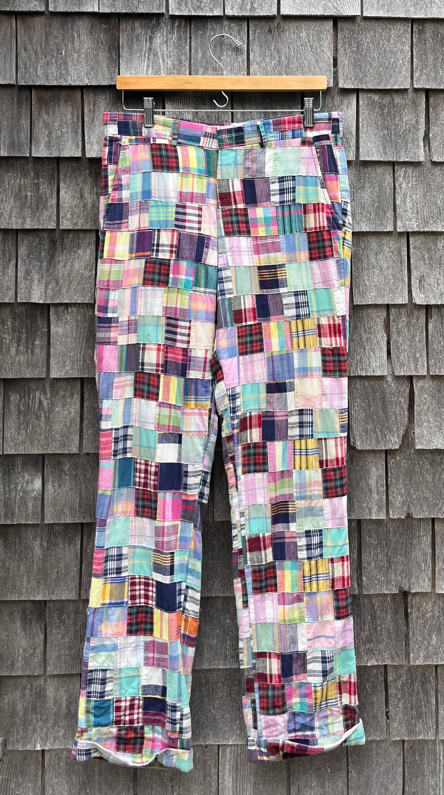 80s Roderick St. James Patchwork Madras Pants (32/32.5”)