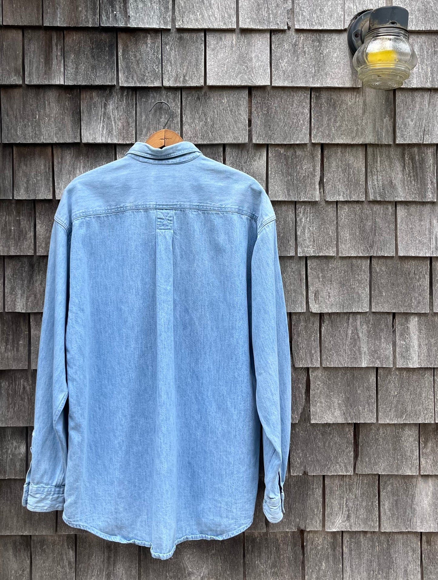 90s L.L. Bean Light Wash Denim Button Down Shirt (XL)