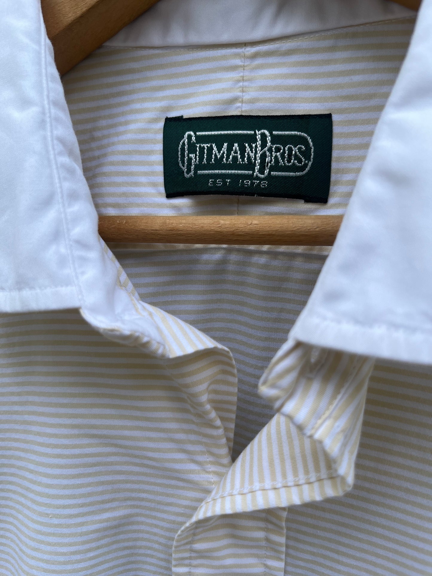90s Gitman Bros. Horizontal Stripe Contrast Collar Button Front Shirt (16-4)