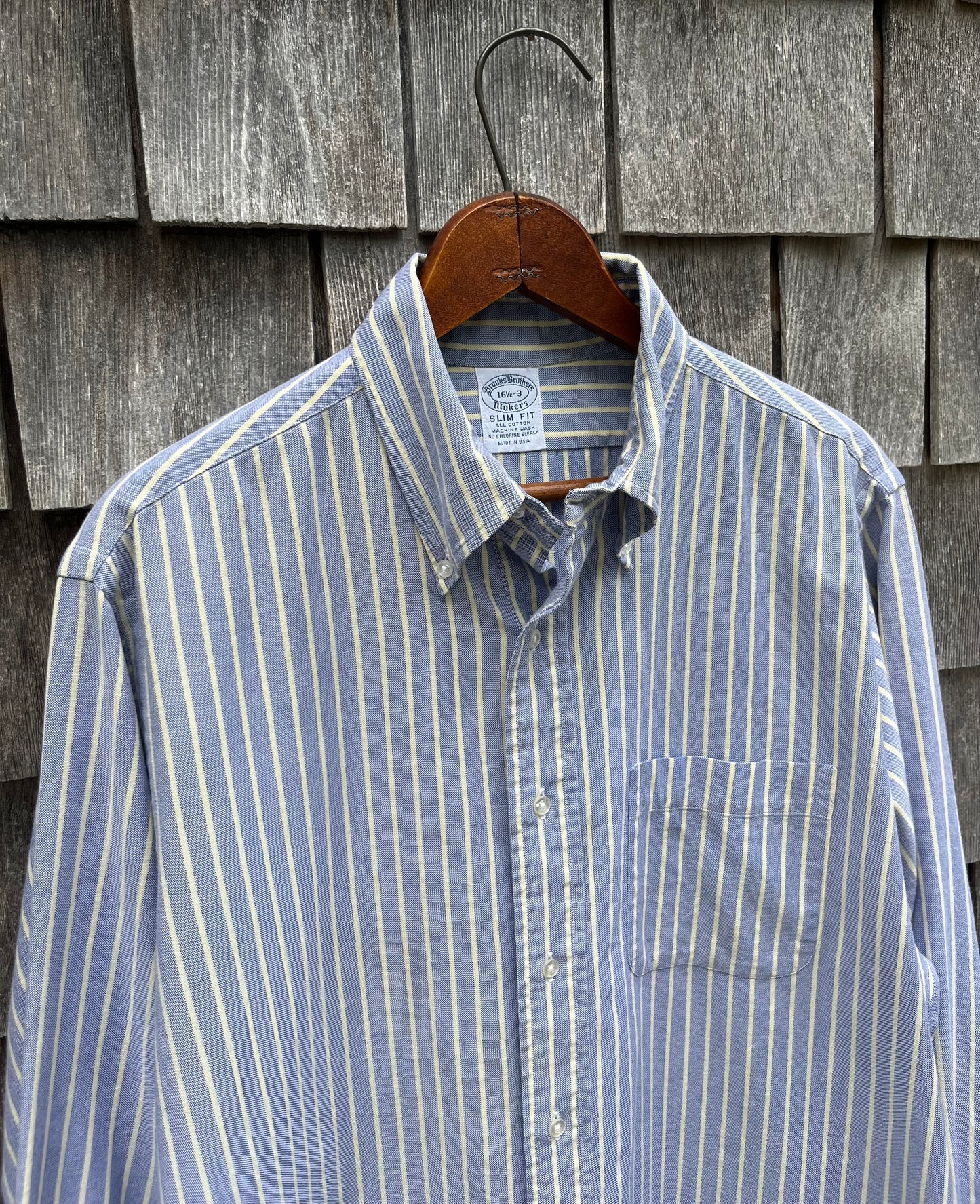 90s Brooks Brothers Makers 'Slim Fit 'Striped Oxford Cloth Button Down Shirt (16.5-3)
