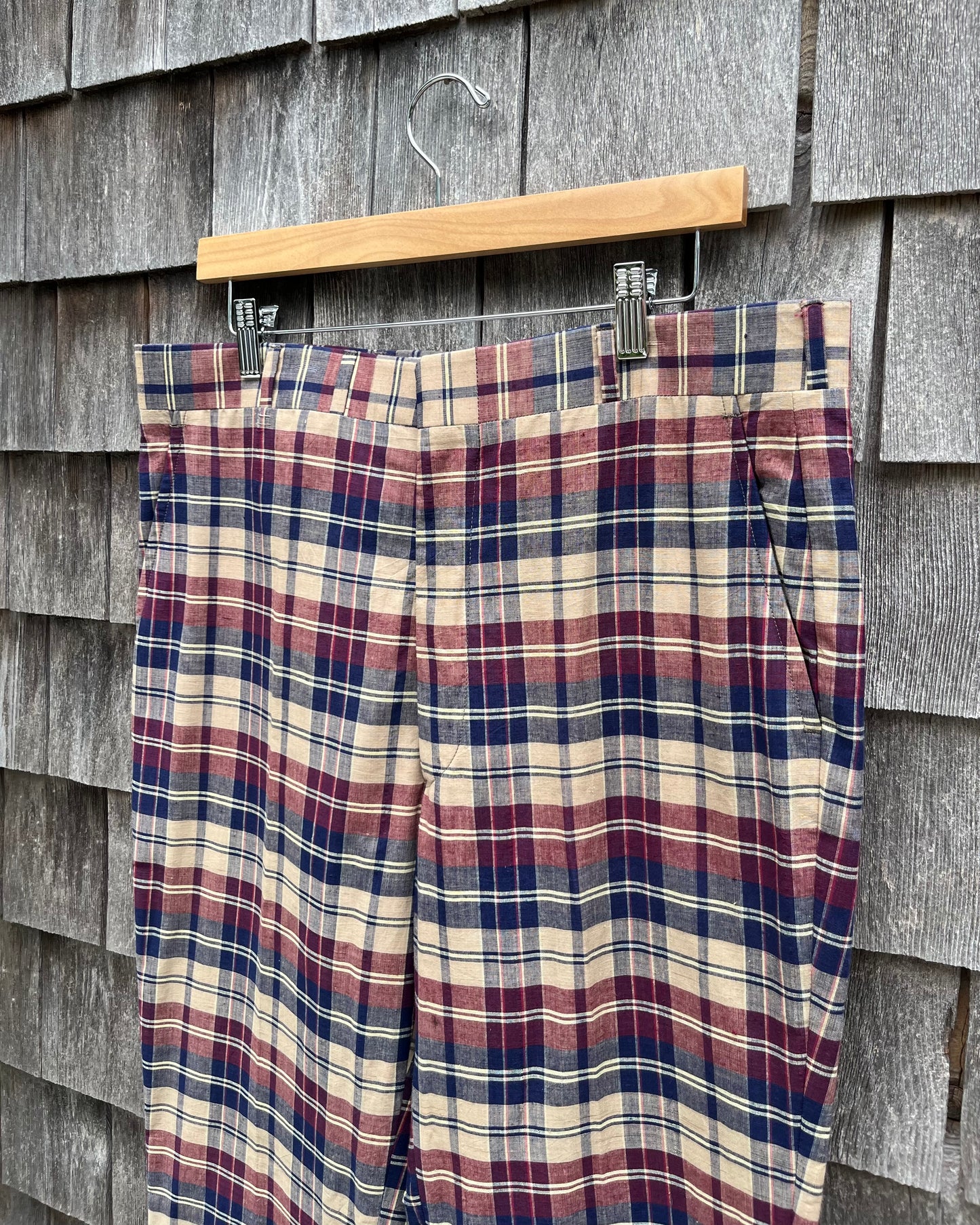 80s Corbin Plaid Madras Trousers (34/32.5”)