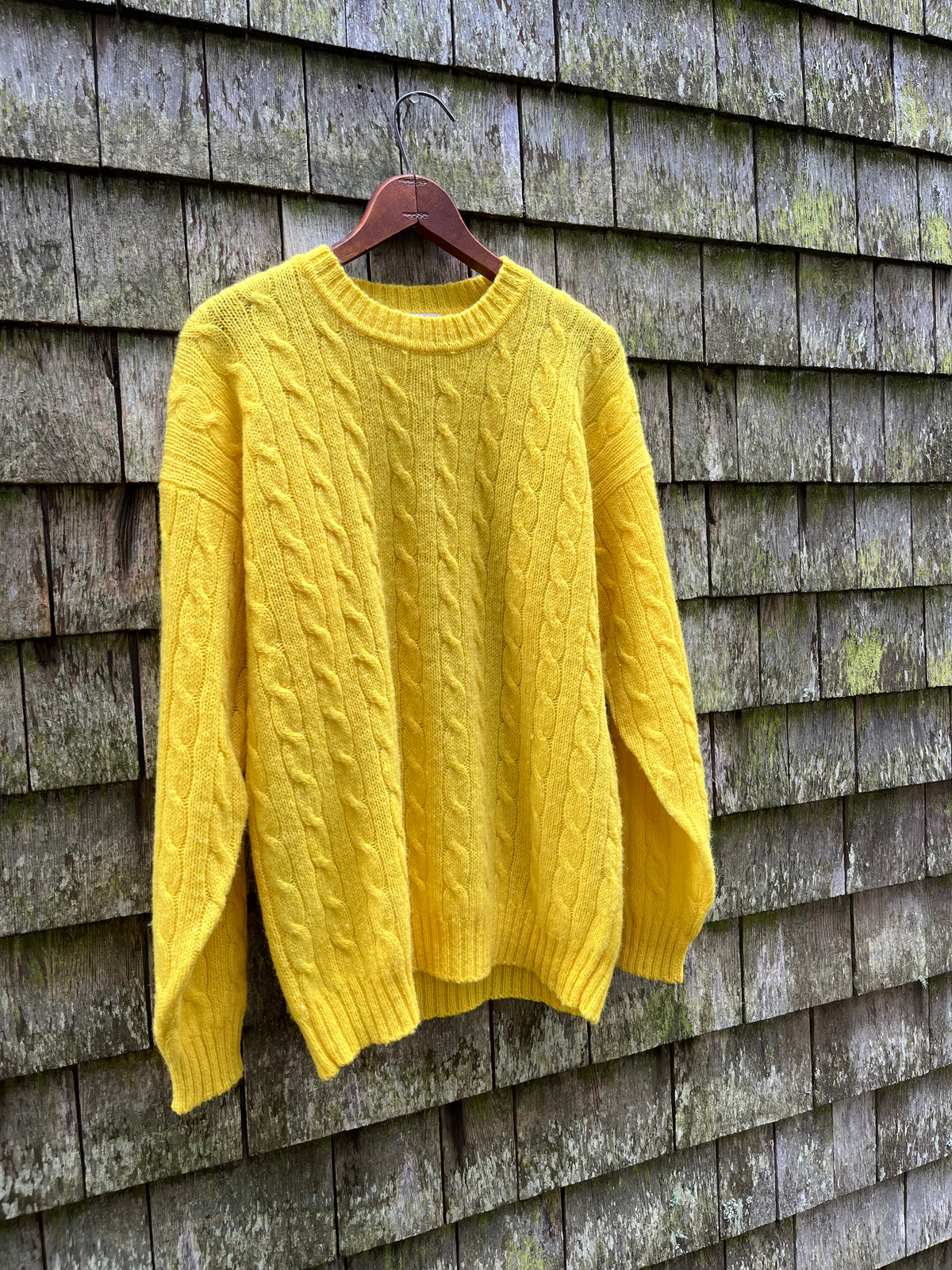 90s Lady Clansman Shetland Wool Cable Knit Sweater (M)