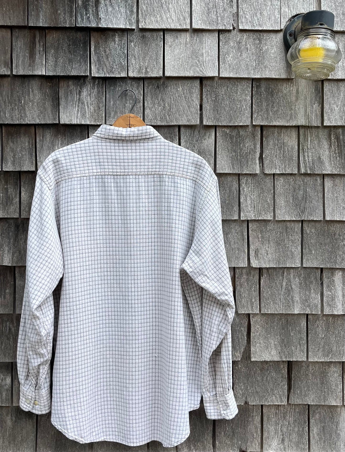 90s Brooks Brothers Linen Blend Check Pattern Sport Shirt (L/XL)