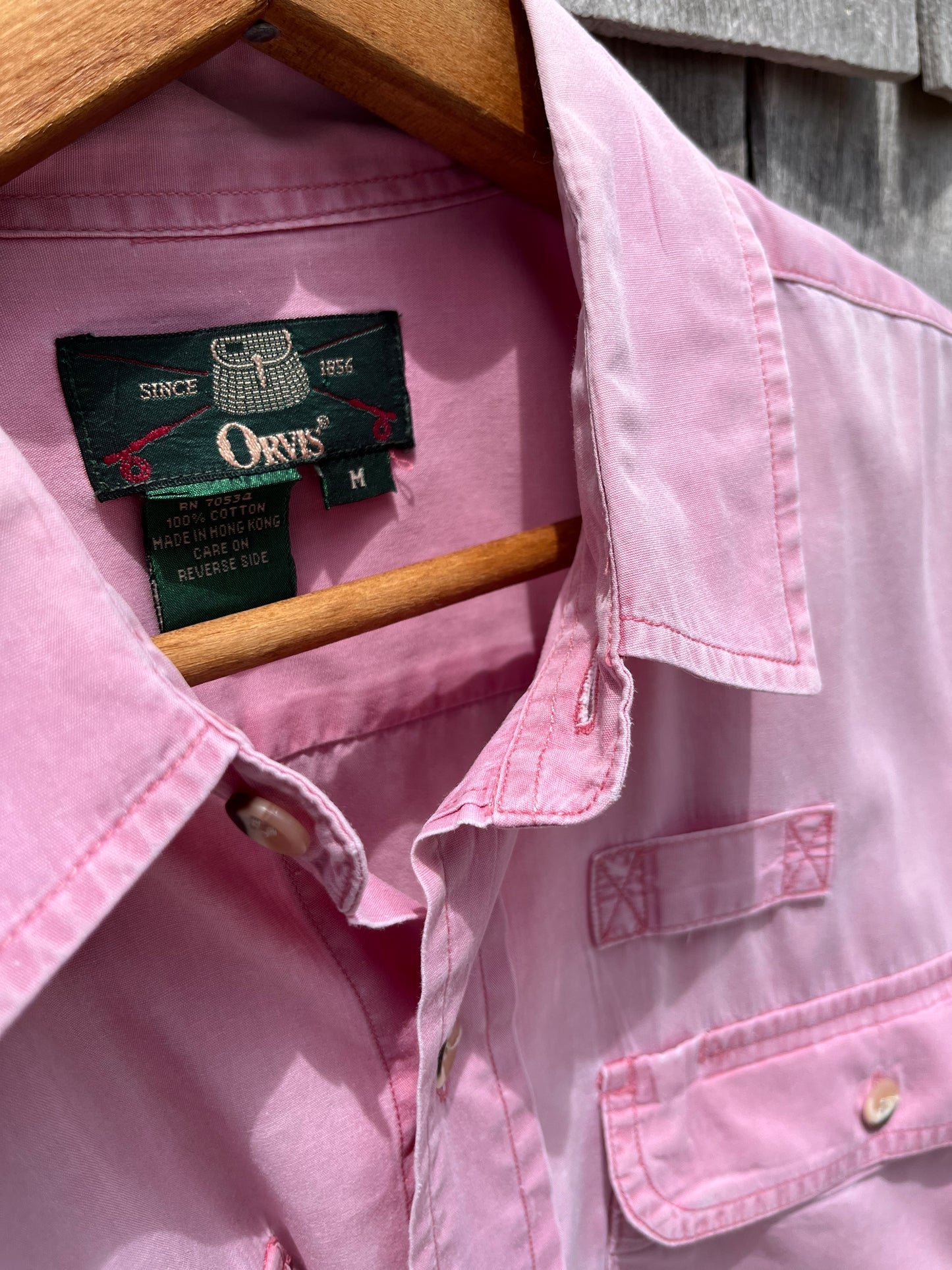 90s Orvis Short Sleeve Cotton Button Up Fishing Shirt (L/XL)