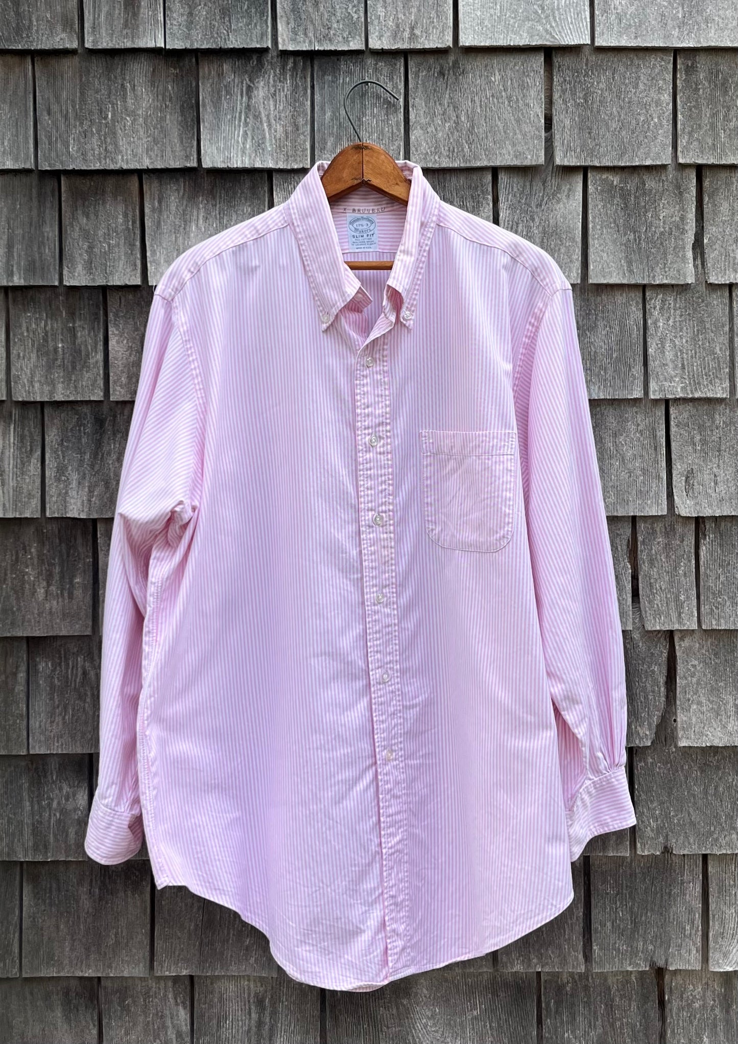 90s Brooks Brothers Makers Slim Fit University Stripe Oxford Cloth Button Down Shirt (17.5-3)