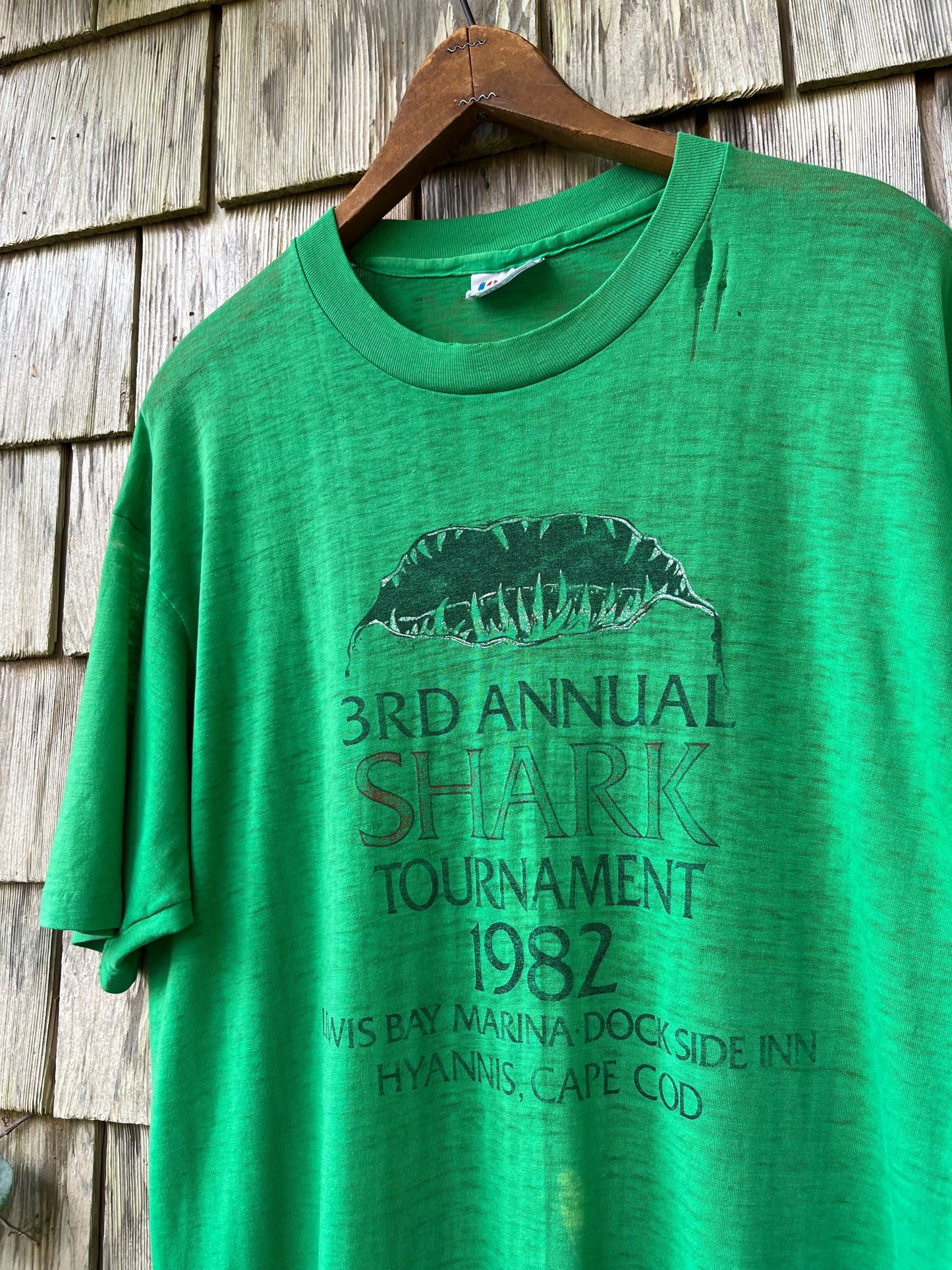 80s Lewis Bay Marina Hyannis Shark Fishing Tournament T-Shirt (M/L)