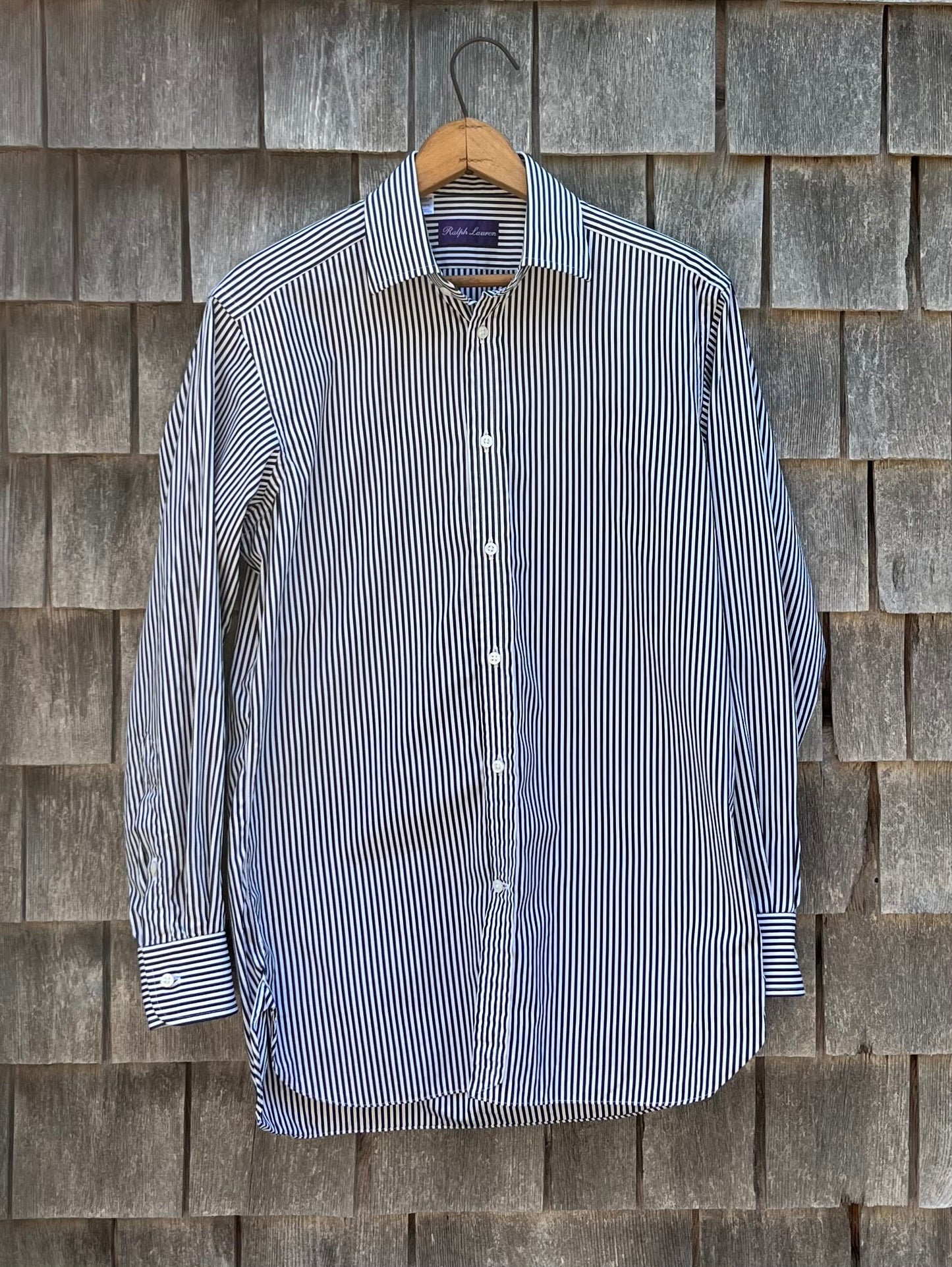 90s Polo Ralph Lauren Purple Label Stripe Button Front Shirt (14.5-2)