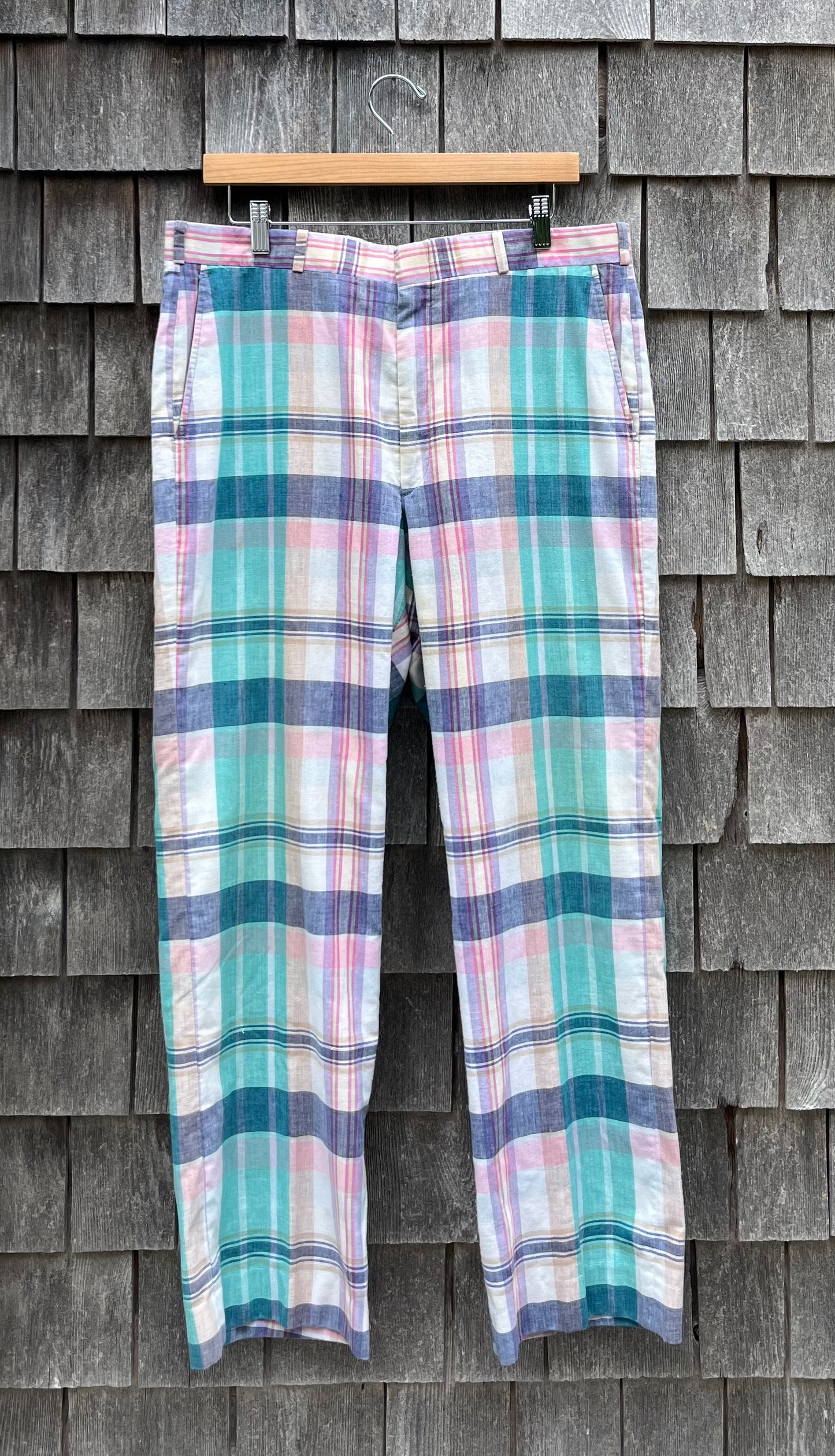 80s Berle for Murray's Toggery Nantucket Plaid Madras Pants (34/30”)
