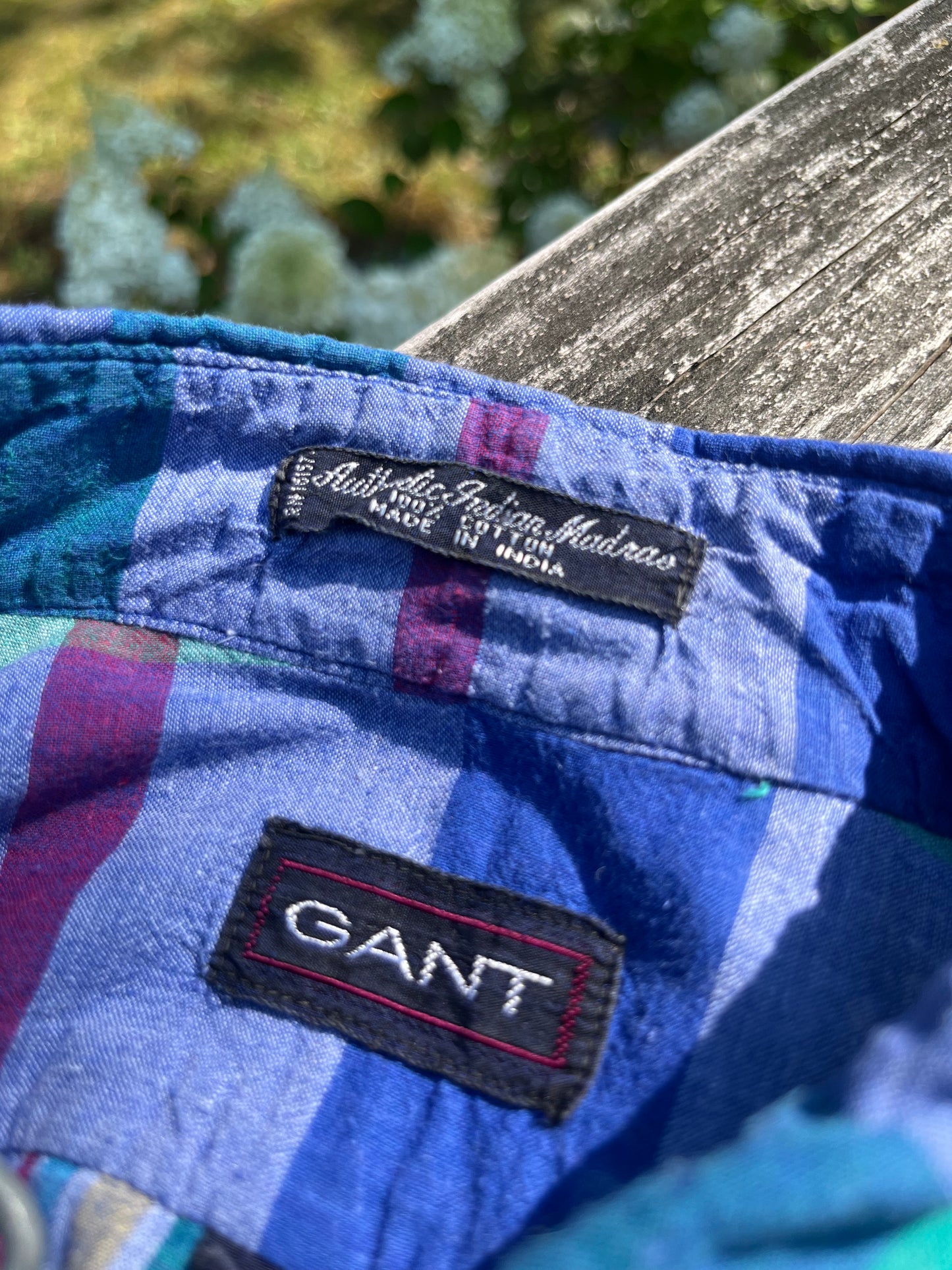 80s GANT Short Sleeve Madras Cotton Button Down Shirt (M/L)