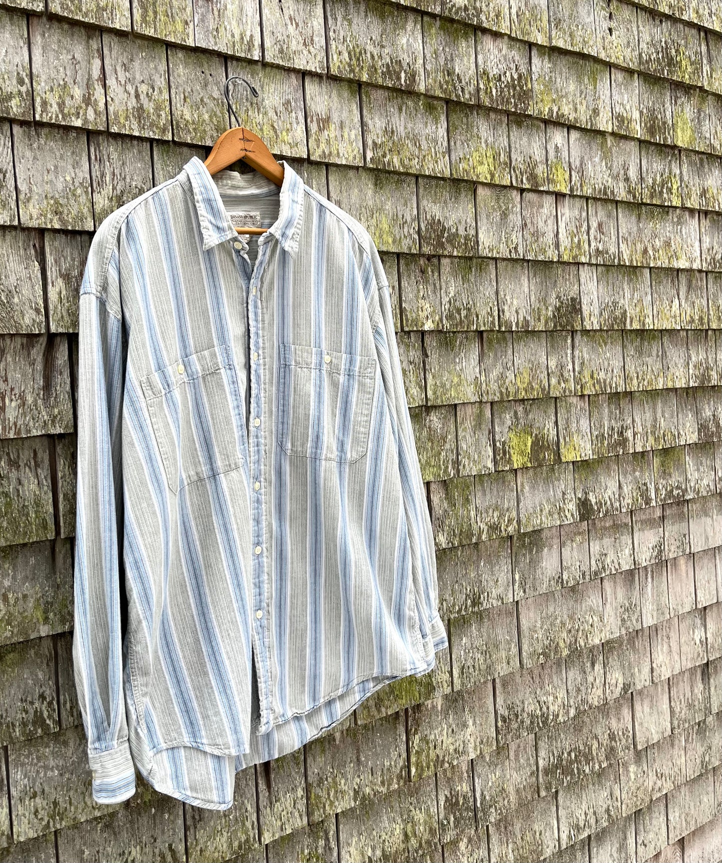 90s Banana Republic Lightweight Cotton Multi Stripe Button Front Shirt (XL)