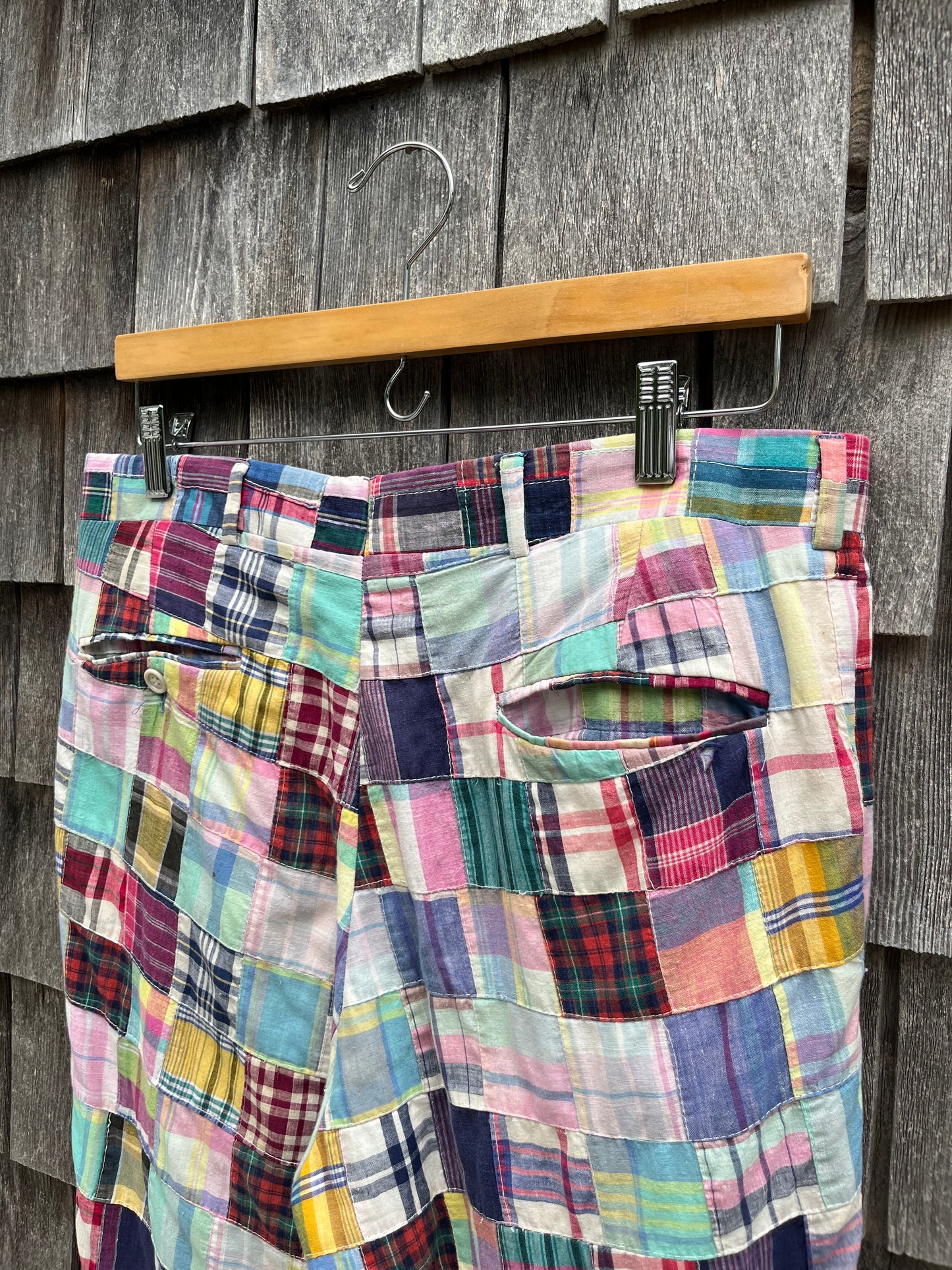 80s Roderick St. James Patchwork Madras Pants (32/32.5”)