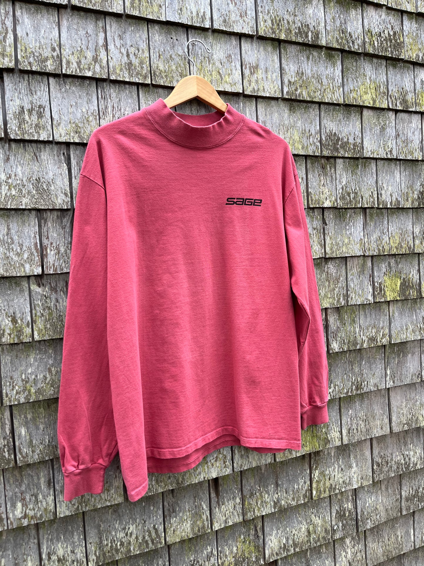 90s Sage Fly Fishing Rods Catch & Release Mock Neck Long Sleeve Shirt (L/XL)