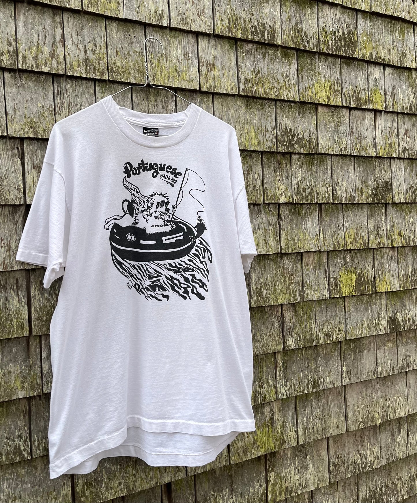 80s Portuguese Water Dog Float Fishing T-Shirt (L)