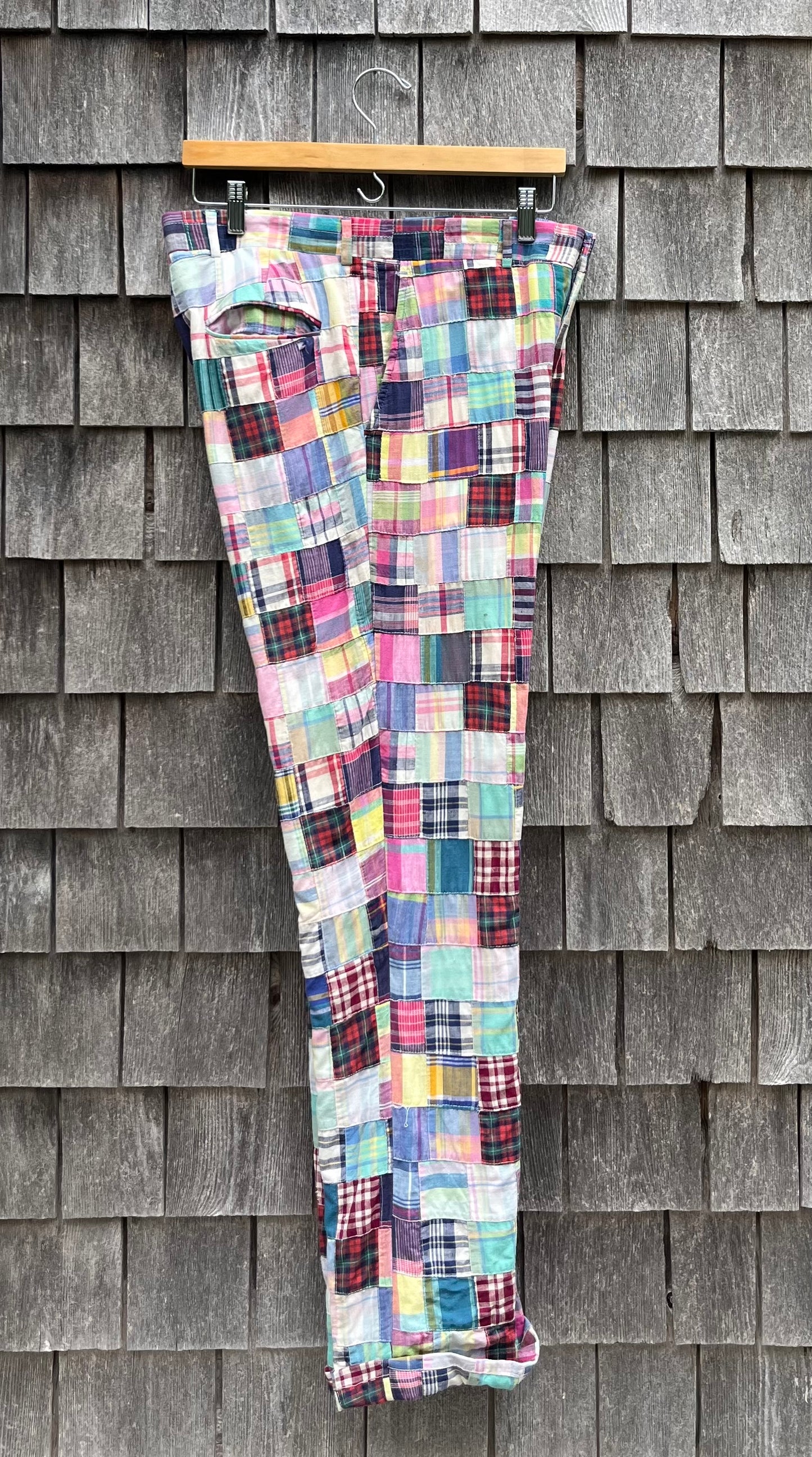 80s Roderick St. James Patchwork Madras Pants (32/32.5”)
