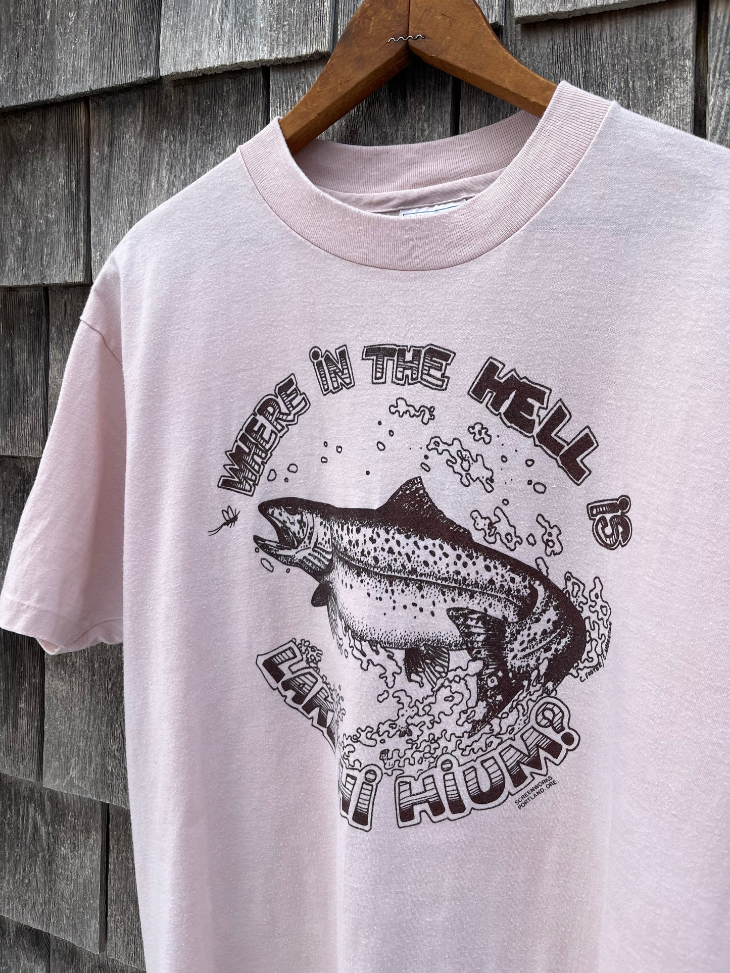 90s Where in the Hell is Lake Ho Hium? Trout T-Shirt (L)