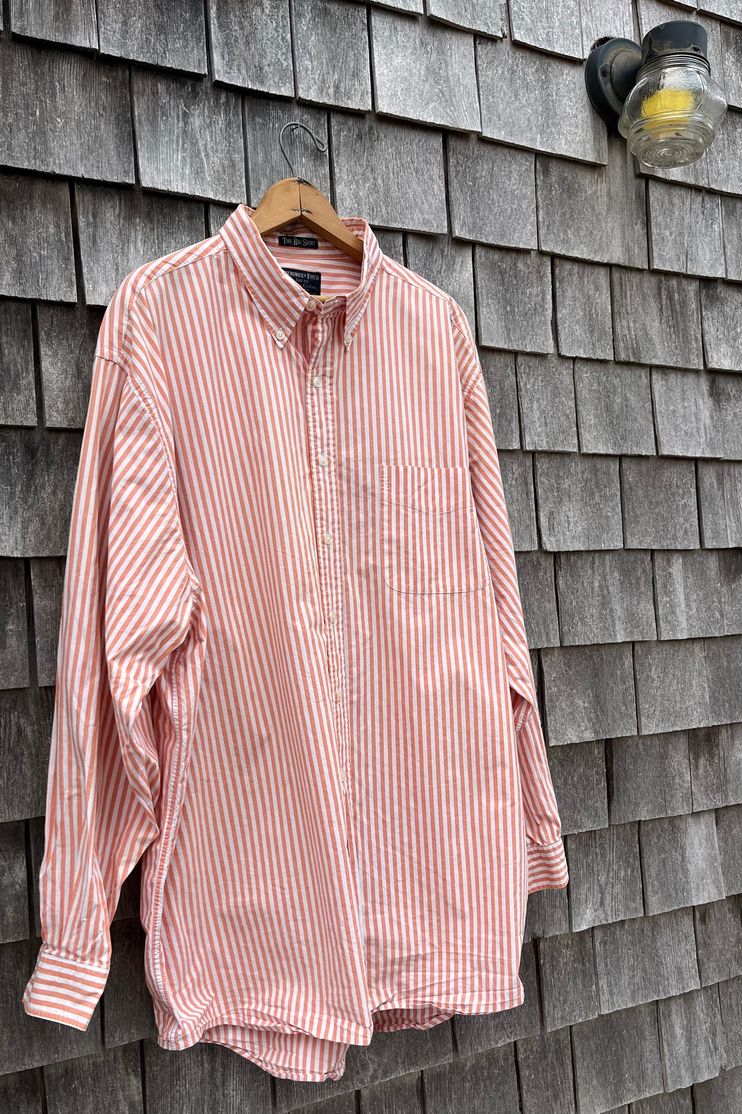 90s Abercrombie & Fitch 'The Big Shirt' Orange Candy Stripe (XL)