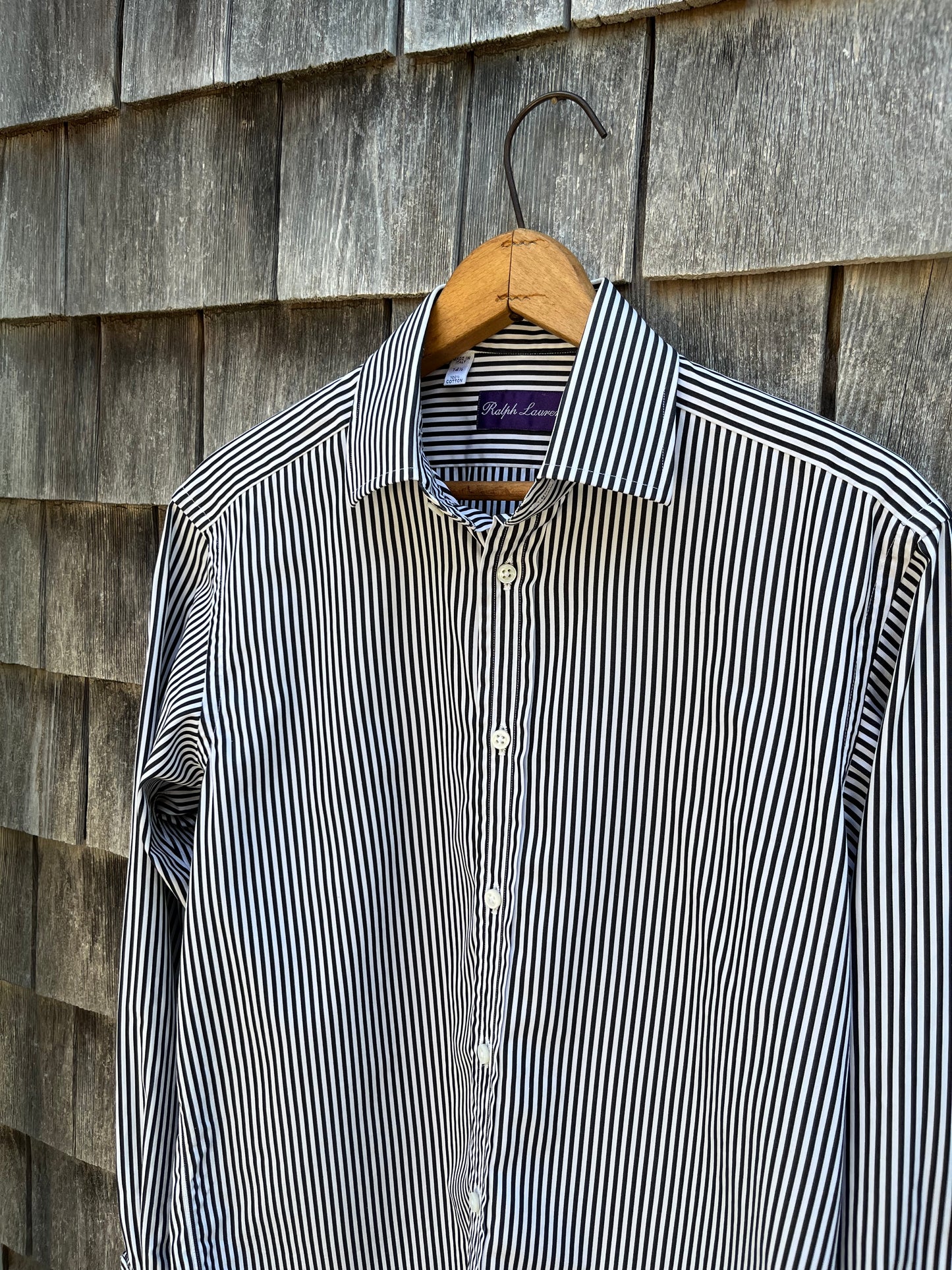 90s Polo Ralph Lauren Purple Label Stripe Button Front Shirt (14.5-2)