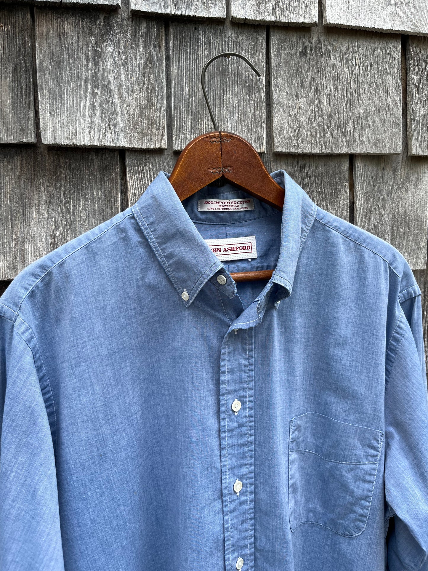 90s John Ashford Cotton Chambray Button Down Shirt (16.5-4)