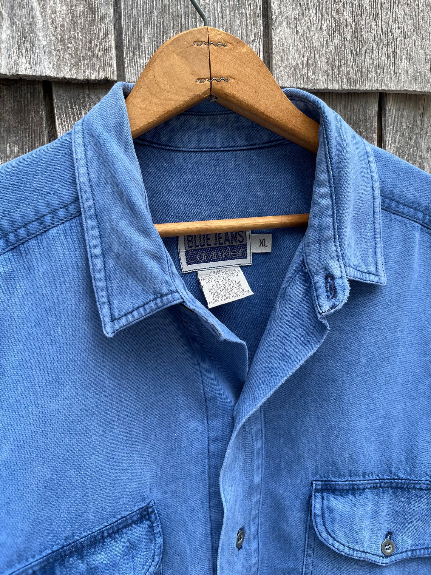 90s Calvin Klein Blue Jeans Pigment Dye Denim Button Up Shirt (XL/XXL)