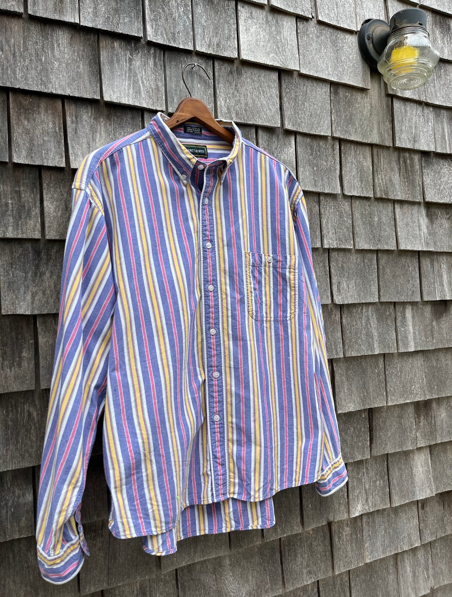 90s Marc Lewis Striped Cotton Button Down Shirt (XL)