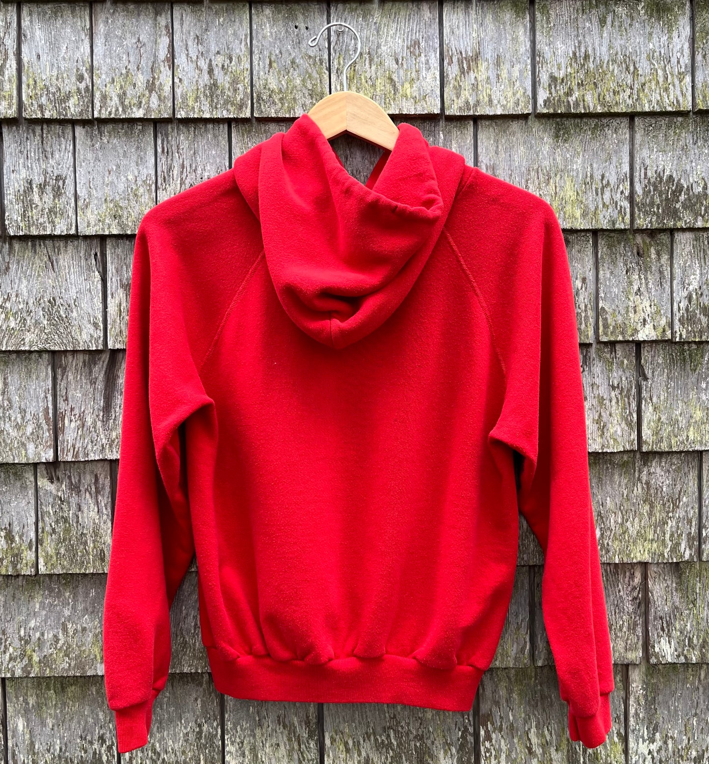 80s Camden Maine Schooner Adventure Raglan Sleeve Hooded Sweatshirt (M)