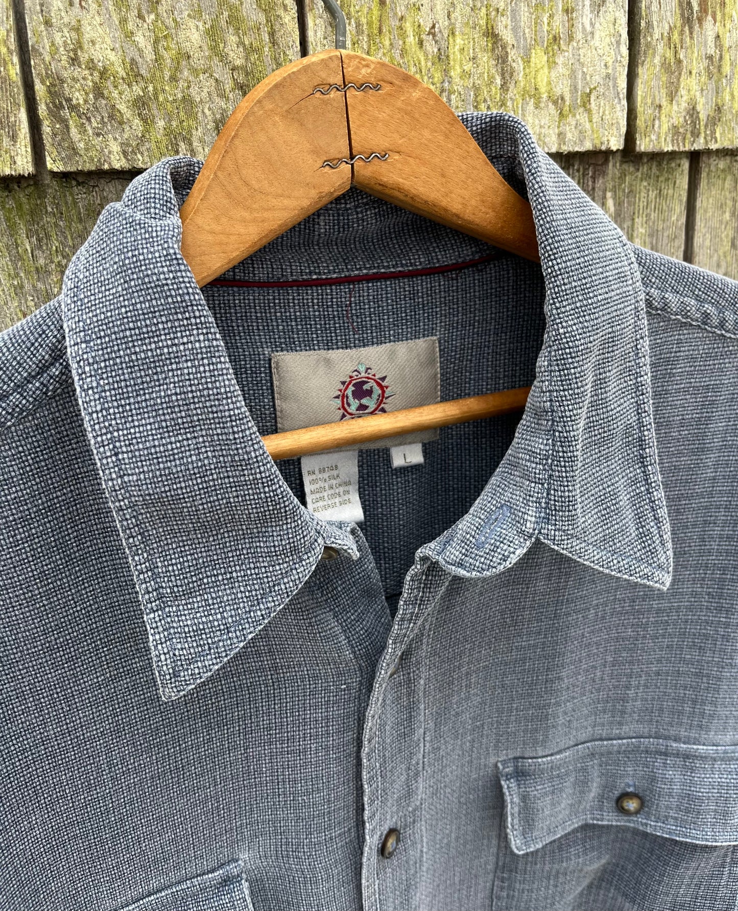 90s The Territory Ahead Open Weave Silk Button Front Shirt (L)