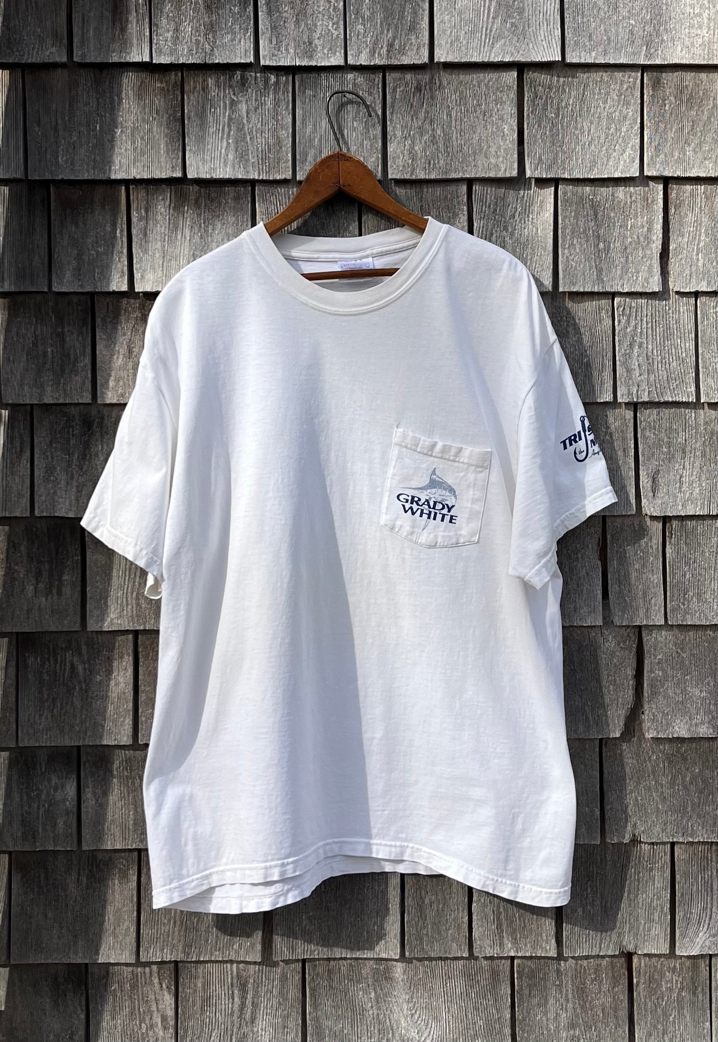 90s Grady White Boats Tri-State Marine Pocket T-Shirt (L)