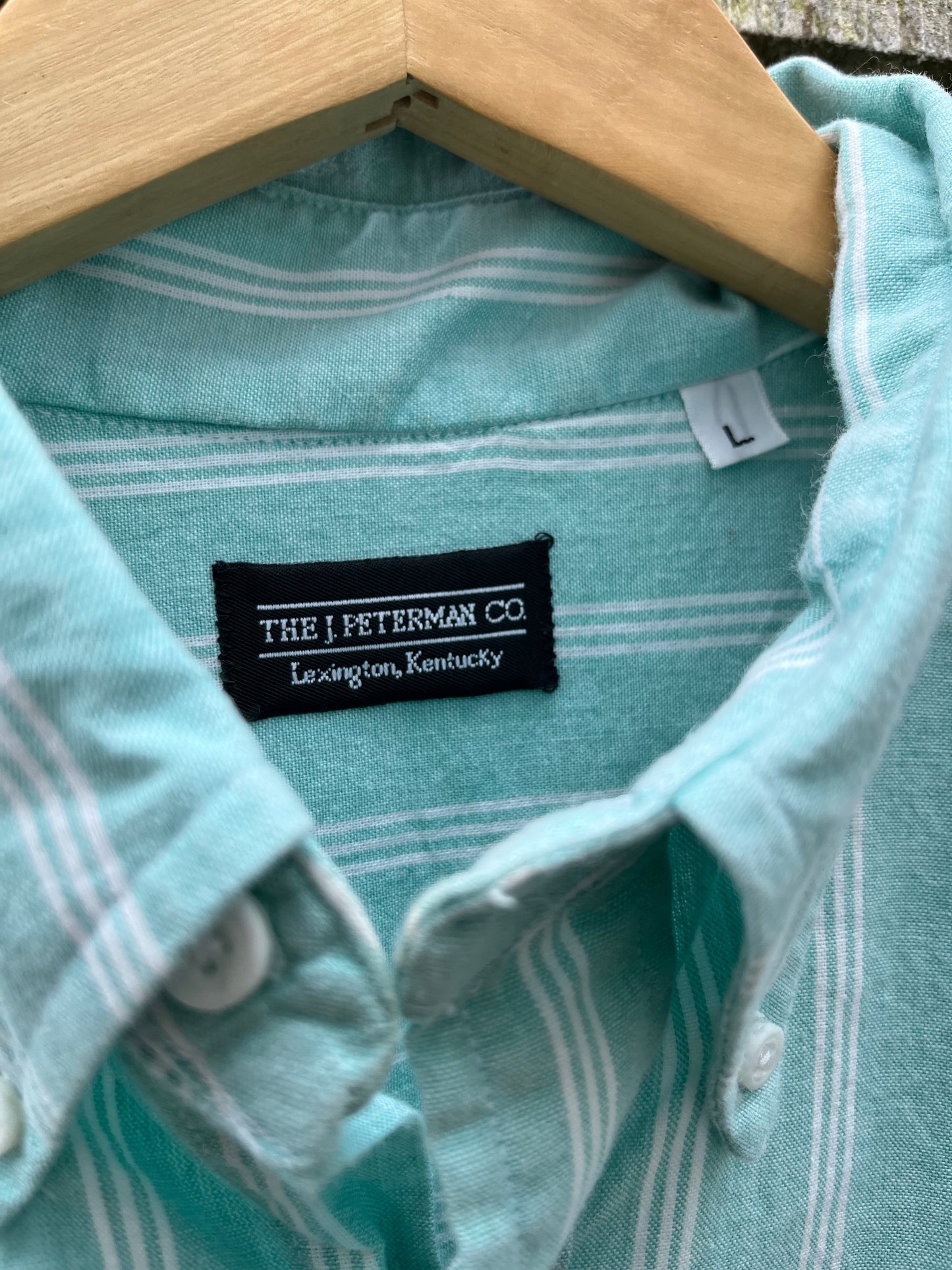90s J. Peterman Striped Cotton Oxford Cloth Button Down Shirt (XL)