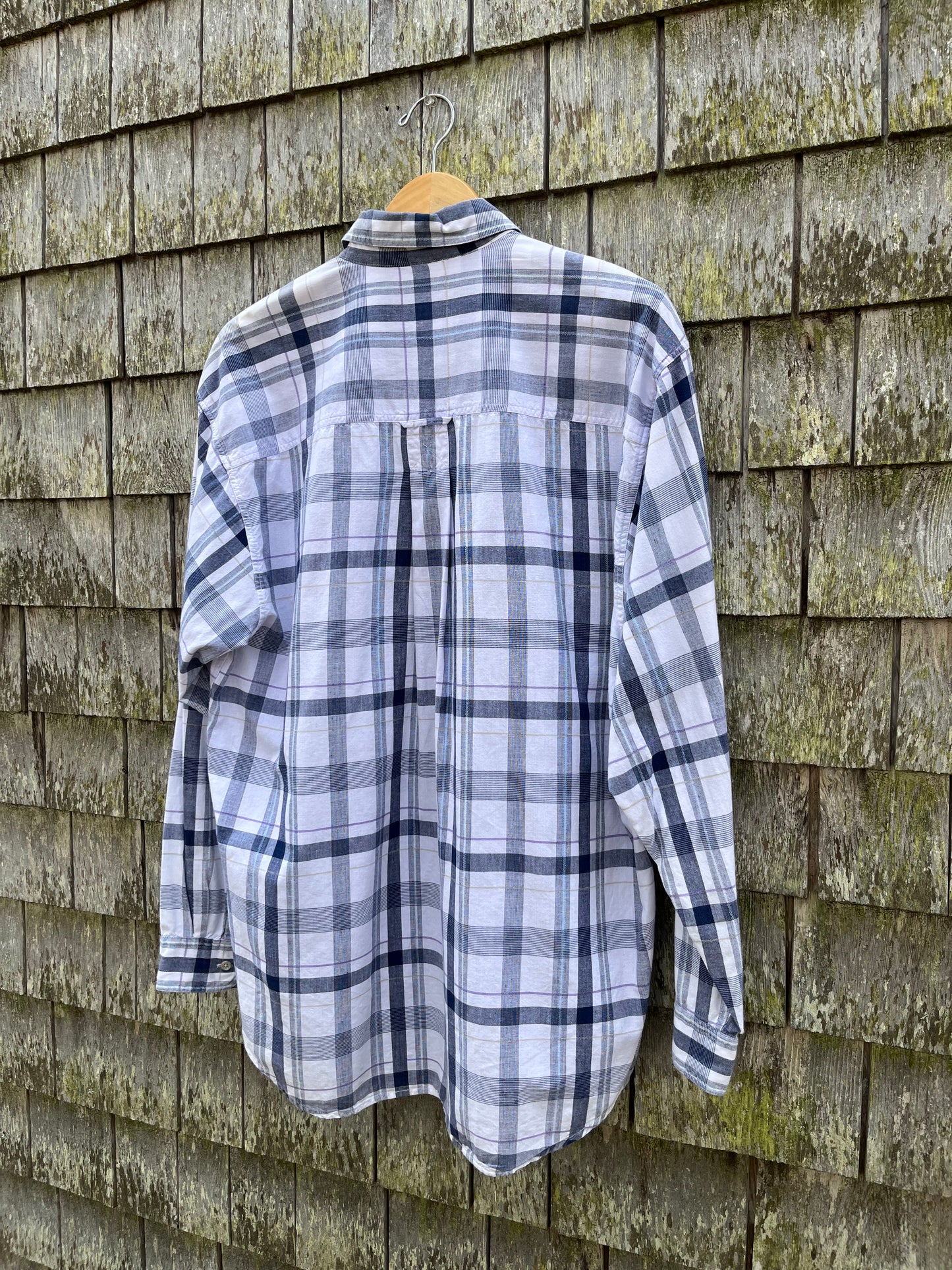 90s Eddie Bauer Cotton Madras Button Front Shirt (L/XL)
