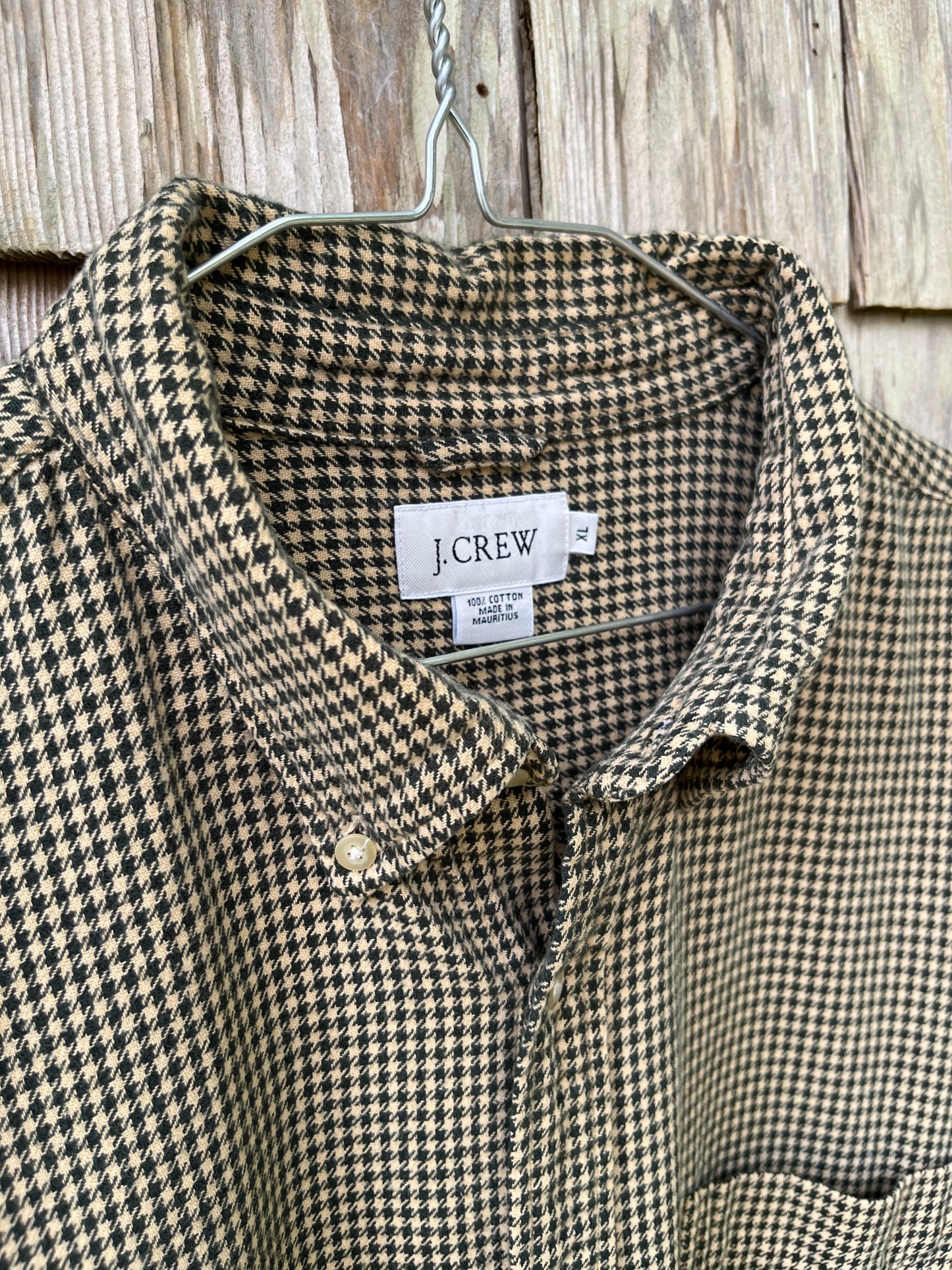 90s J. Crew Houndstooth Weave Brushed Cotton Button Down Shirt (XL/XXL)