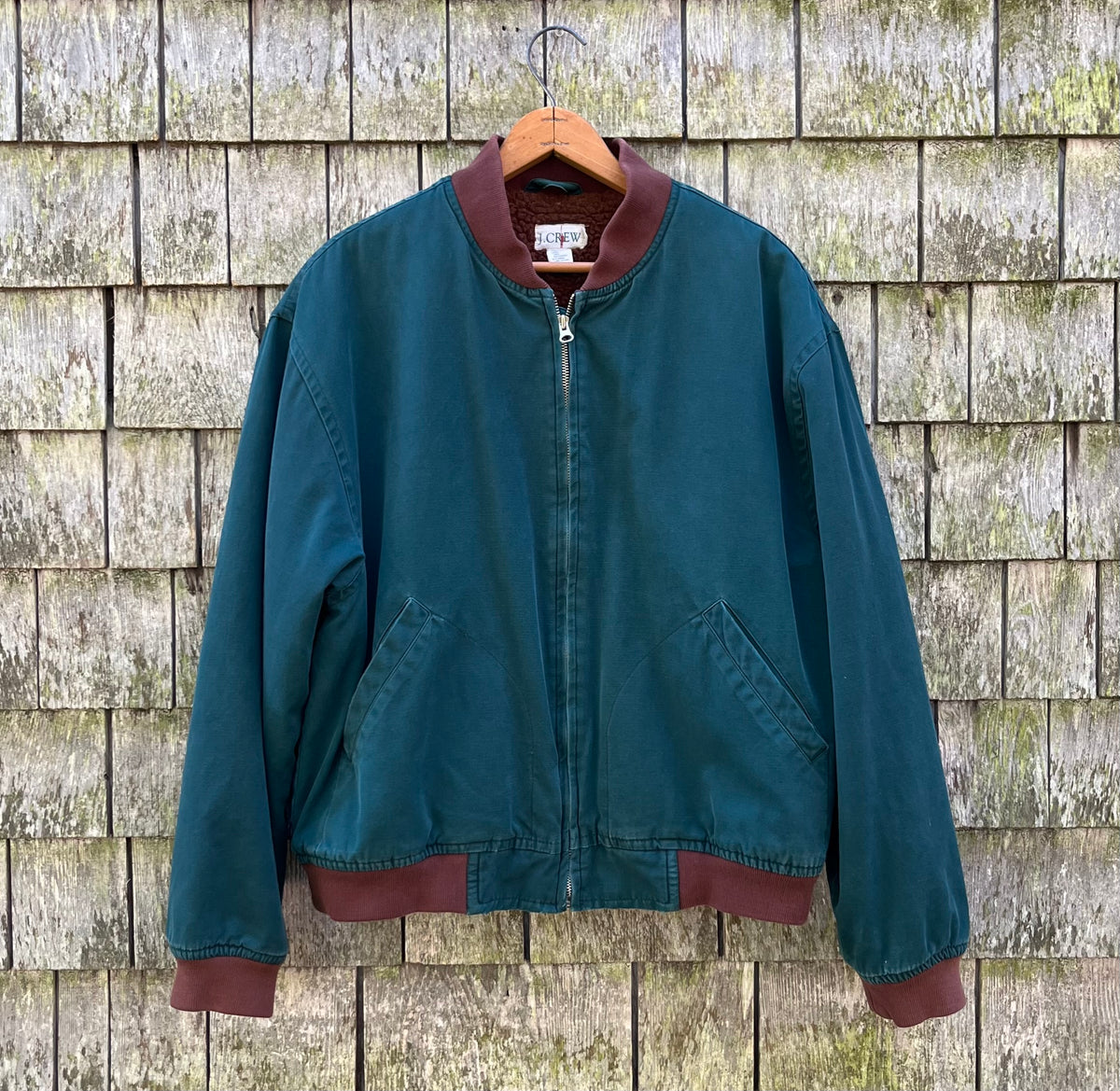 90s J.Crew Shearling Lined Cotton Bomber Jacket (L)