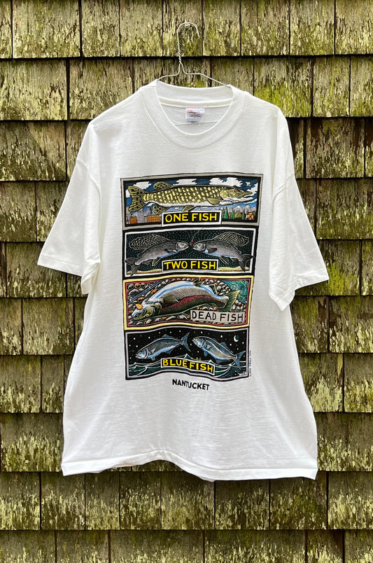 90s Nantucket Bluefish Ray Troll Designs T-Shirt (XL)