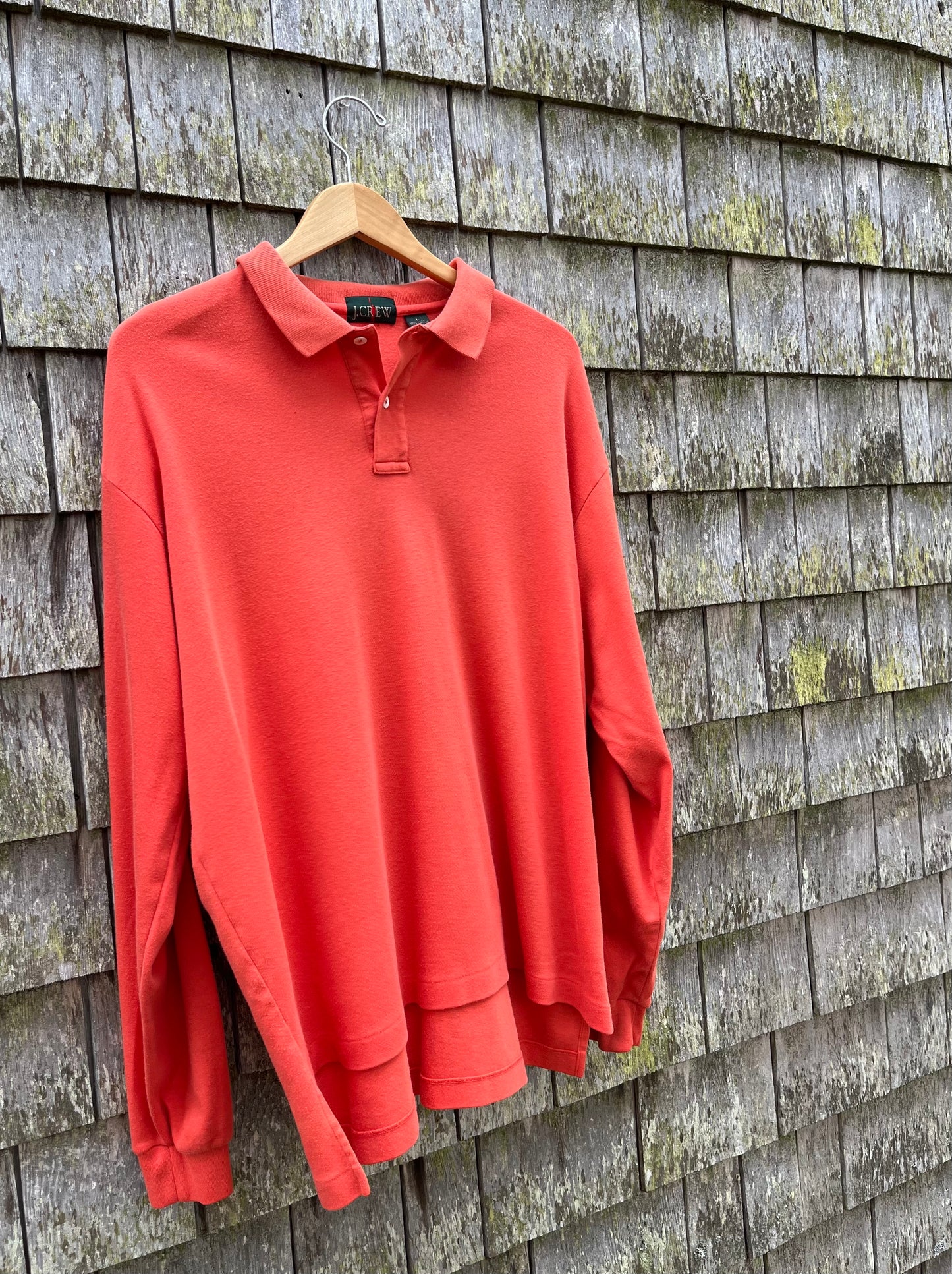 90s J.Crew Cotton Long Sleeve Polo Shirt (XL)