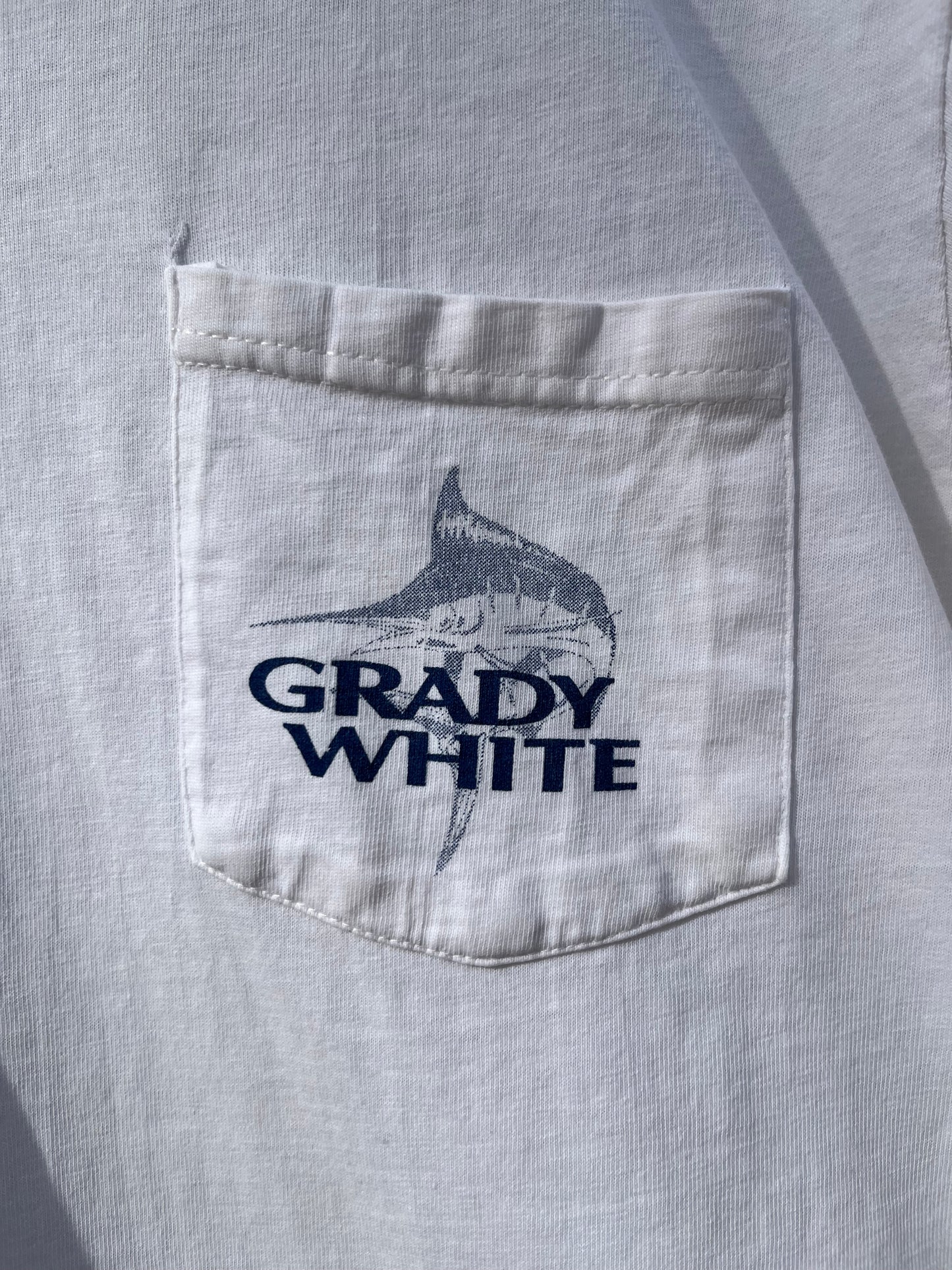 90s Grady White Boats Tri-State Marine Pocket T-Shirt (L)