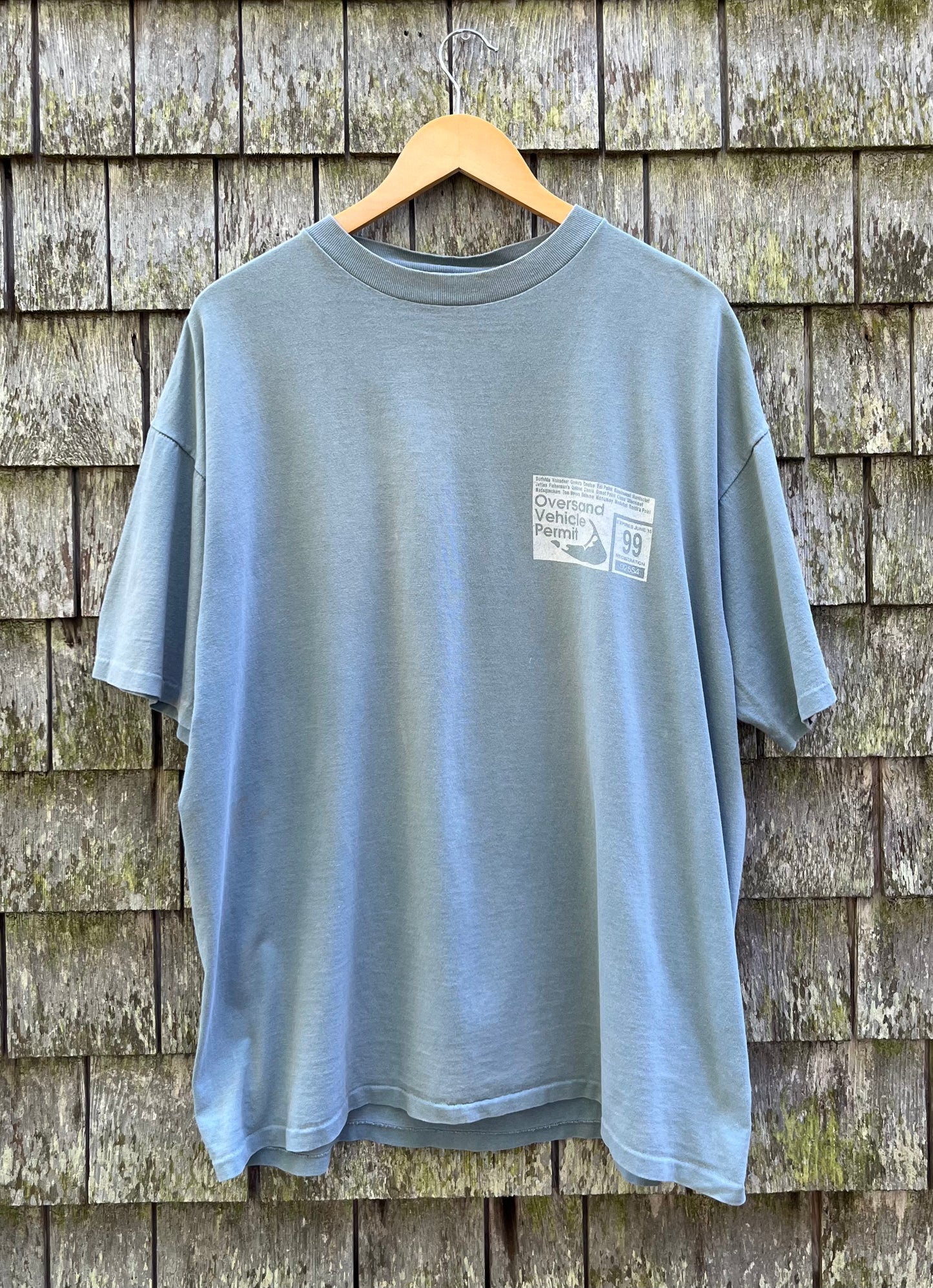 90s Nantucket Oversand Vehicle Permit Pigment Dye T-Shirt (XL)