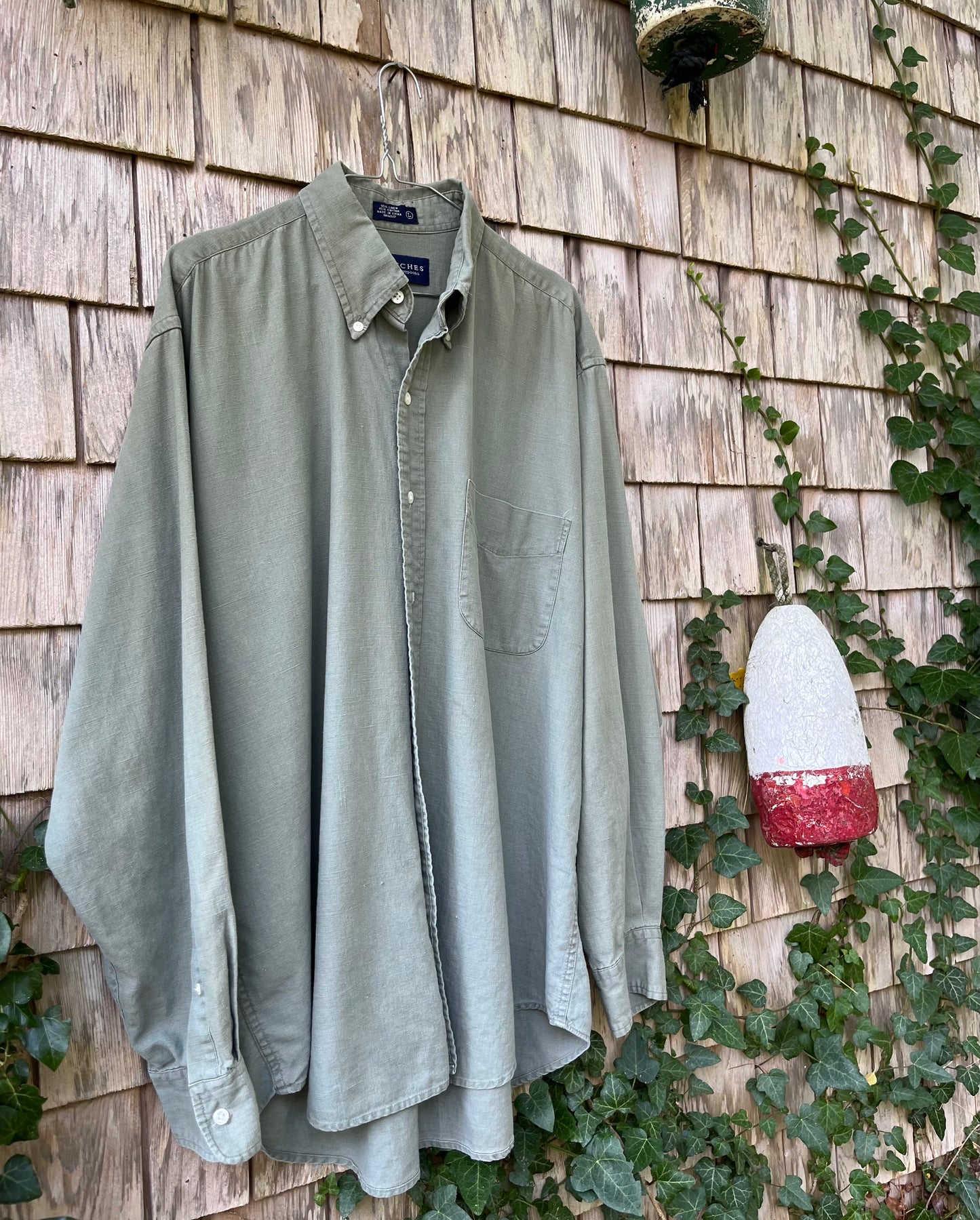 90s Britches Linen Cotton Blend Button Down Shirt (XL)