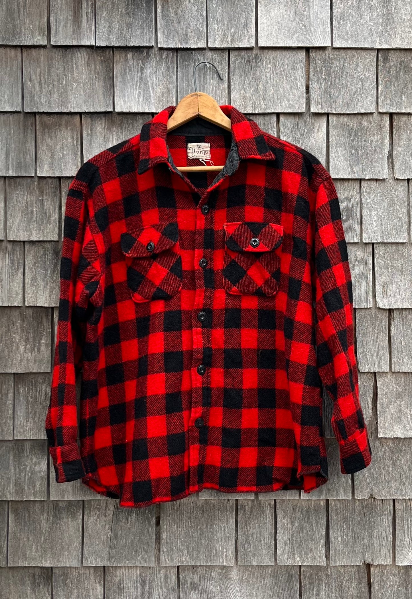 50s Yorke Sportswear Buffalo Check Wool Overshirt (XL)