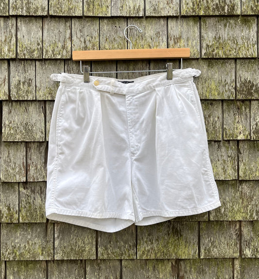 90s Polo Ralph Lauren Pleated Cotton Twill Buckle Adjust Shorts (32/6”)