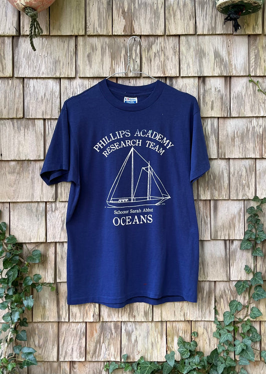 90s Phillips Academy Oceans Research Team Schooner Sarah Abbot T-Shirt (M)