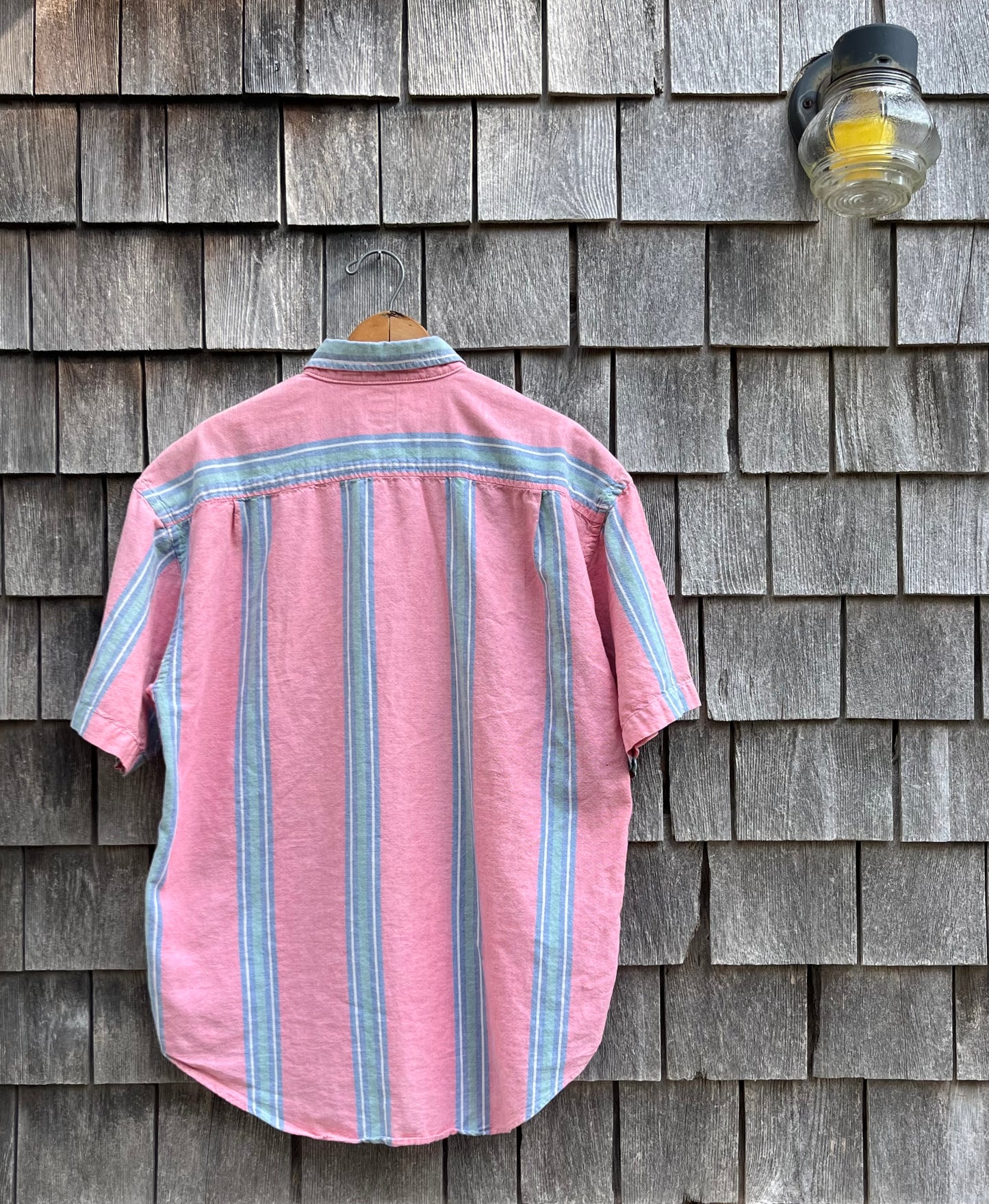 90s GAP Short Sleeve Striped Cotton Button Down Shirt (L)