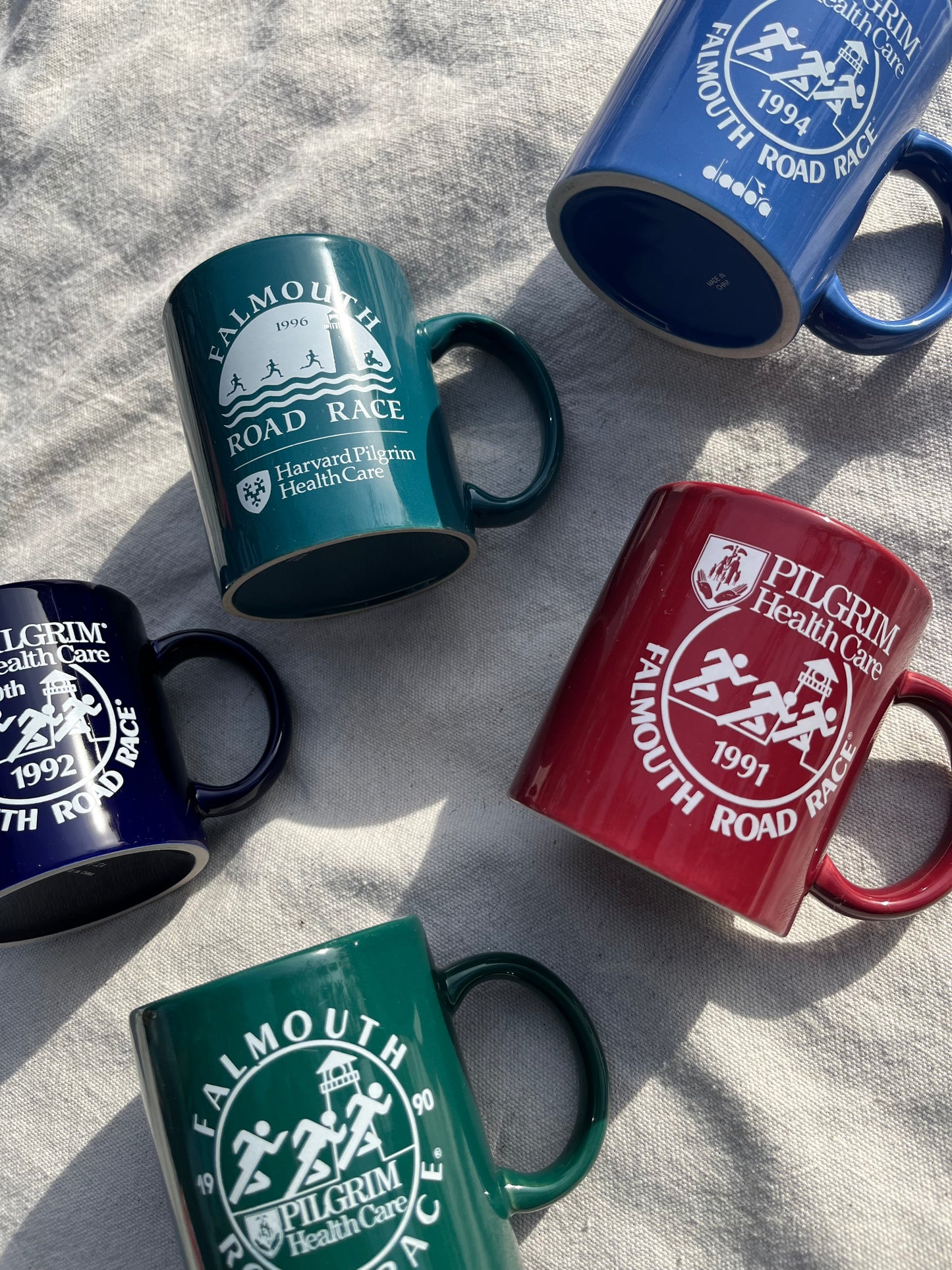 90s Falmouth Road Race Ceramic Coffee Mugs (5x)