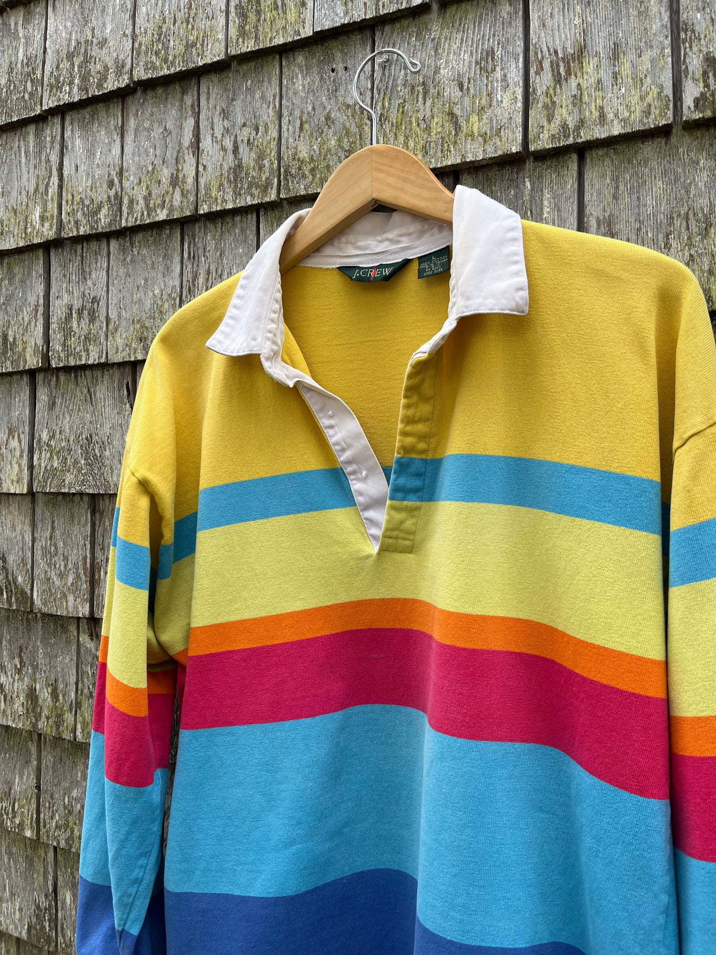 90s J.Crew Striped Cotton Rugby Shirt (L)