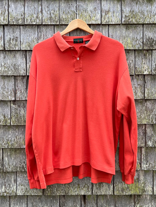 90s J.Crew Cotton Long Sleeve Polo Shirt (XL)